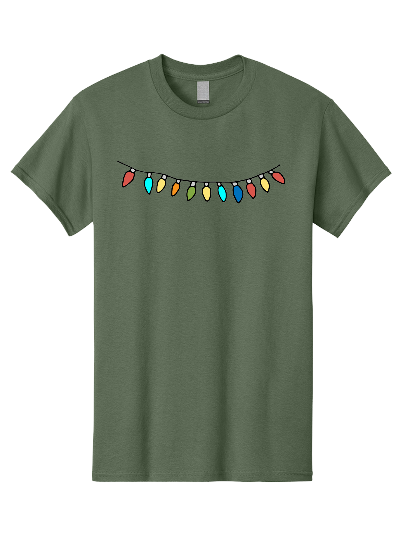 String-Lights Men'S Graphic Tee, 100% Cotton, Comfortable Casual Summer Wear, Machine Washable, String Of Christmas Lights, Festive Decorations, Holiday Decor, Colorful Lights, Christmas Celebration, Winter Wonderland, Festive Atmosphere Aab139 17