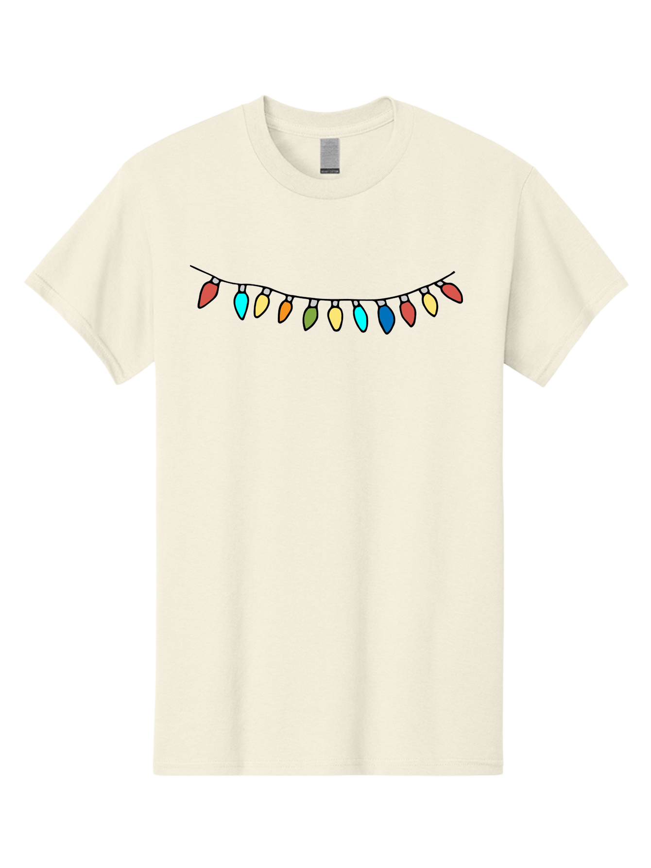 String-Lights Men'S Graphic Tee, 100% Cotton, Comfortable Casual Summer Wear, Machine Washable, String Of Christmas Lights, Festive Decorations, Holiday Decor, Colorful Lights, Christmas Celebration, Winter Wonderland, Festive Atmosphere Aab139 3