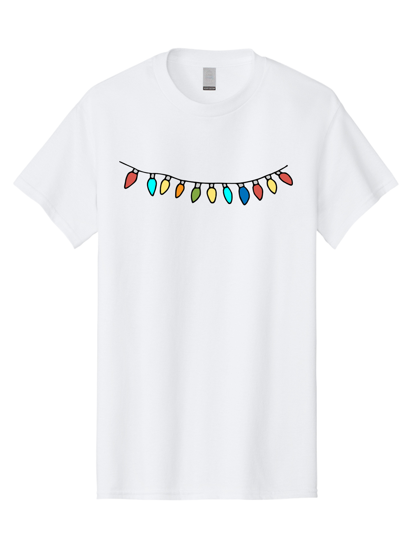 String-Lights Men'S Graphic Tee, 100% Cotton, Comfortable Casual Summer Wear, Machine Washable, String Of Christmas Lights, Festive Decorations, Holiday Decor, Colorful Lights, Christmas Celebration, Winter Wonderland, Festive Atmosphere Aab139 11
