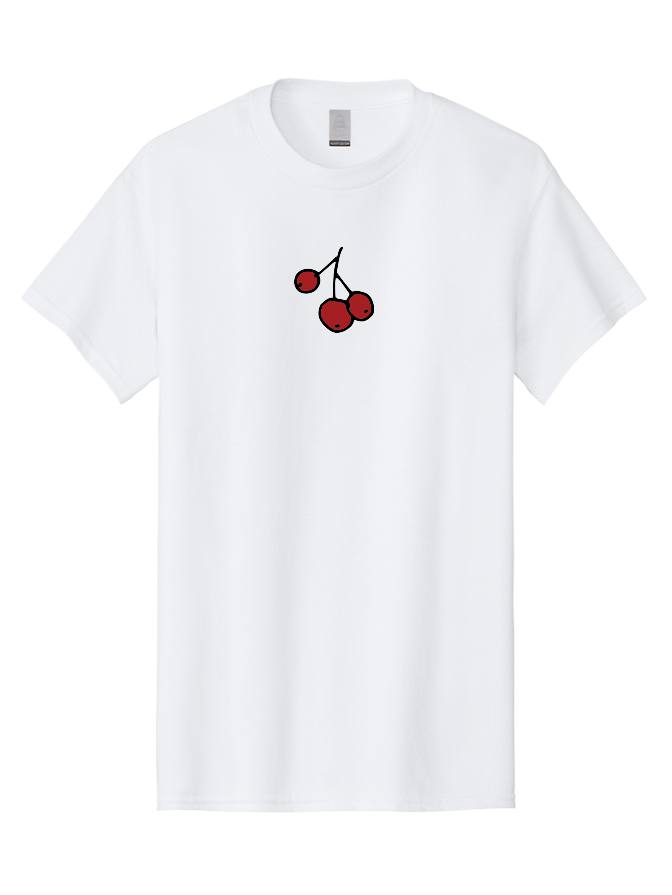 Three-Cherries Men'S Graphic Tee, 100% Cotton, Comfortable Casual Summer Wear, Machine Washable, Red Cherries, Simple Drawing, Cartoon Style, Sweet Fruit, Bold Lines, Black Stems, Ripe Cherries, Minimalist Design, Digital Art Aab143 29