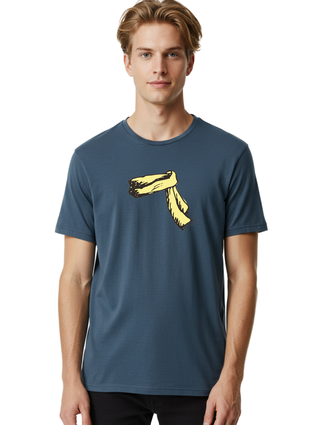 Torn-Fabric Men'S Graphic Tee, 100% Cotton, Comfortable Casual Summer Wear, Machine Washable, Yellow Scarf, Casual Fashion, Accessory, Stylish Look, Fashion Trend, Winter Wear, Clothing Accessory Aab146 12