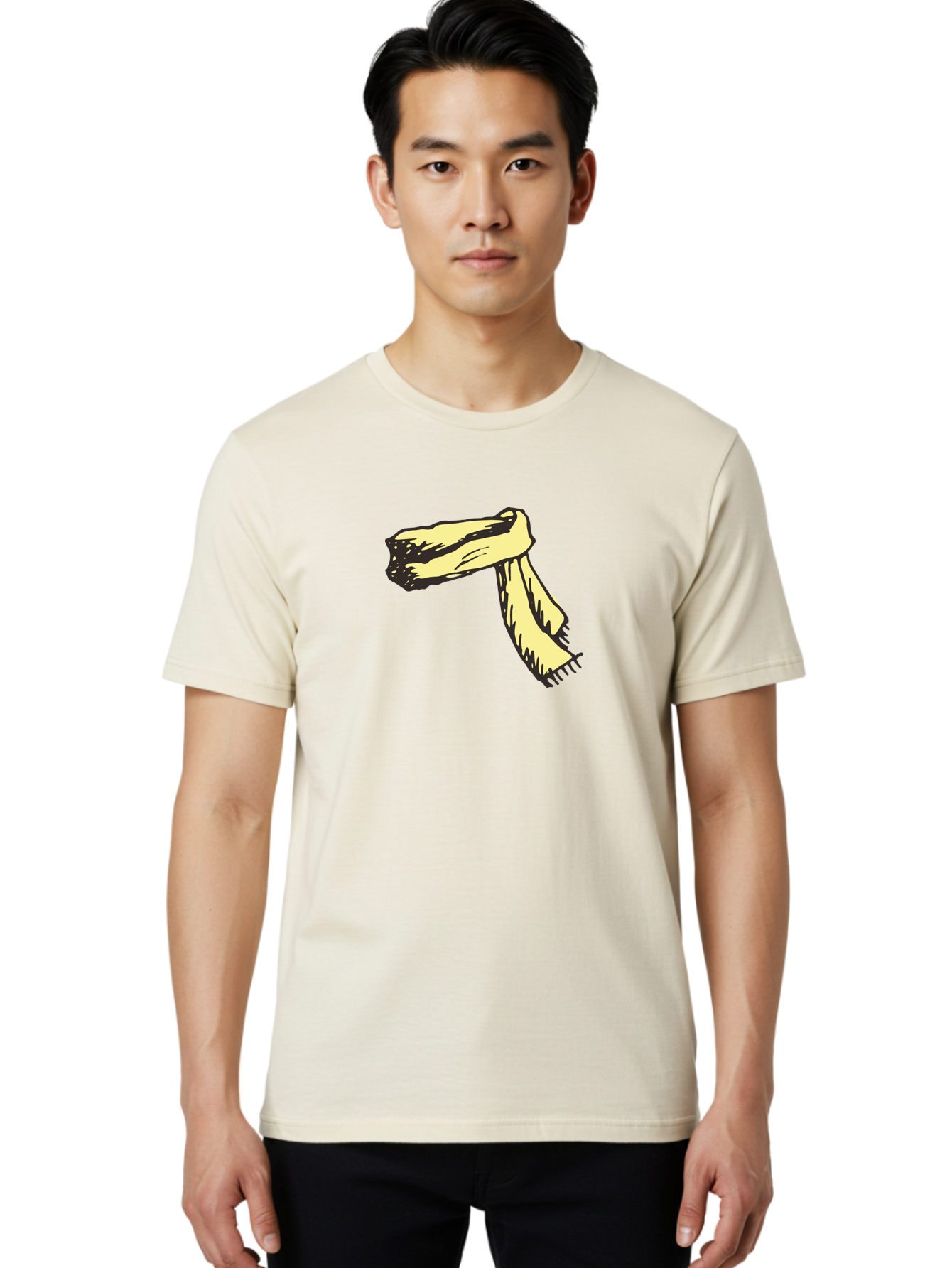 Torn-Fabric Men'S Graphic Tee, 100% Cotton, Comfortable Casual Summer Wear, Machine Washable, Yellow Scarf, Casual Fashion, Accessory, Stylish Look, Fashion Trend, Winter Wear, Clothing Accessory Aab146 18