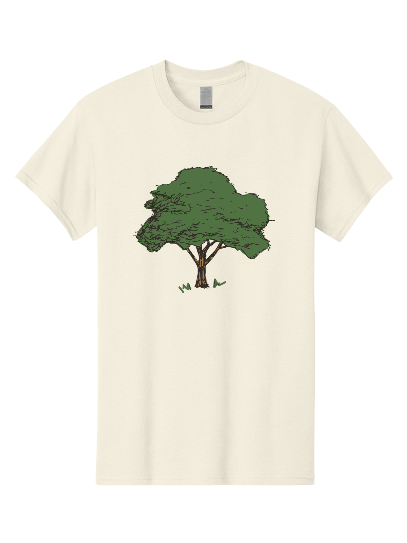 Tree-1 Men'S Graphic Tee, 100% Cotton, Comfortable Casual Summer Wear, Machine Washable, Simple Tree Illustration, Minimalist Design, Dark Green Foliage, Brown Trunk, Simple Branches, Whimsical Art, Digital Drawing, Abstract Tree, Aab147 17