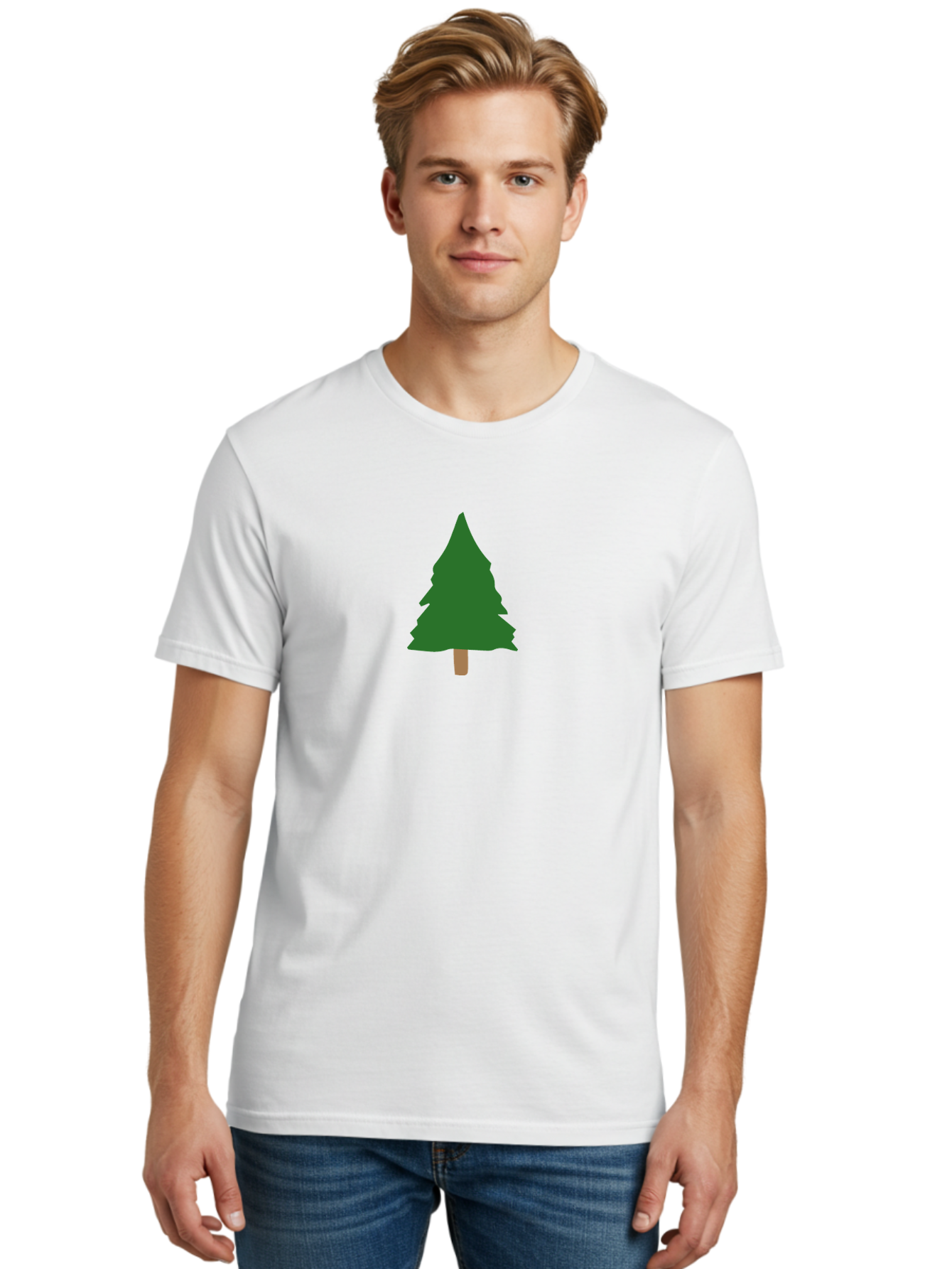 Tree-2 Men'S Graphic Tee, 100% Cotton, Comfortable Casual Summer Wear, Machine Washable, Simple Pine Tree, Minimalist Illustration, Evergreen Tree, Cartoon Style, Forest Icon, Eco-Friendly Symbol, Nature Graphic, Coniferous Tree, Digital Art Aab148 30