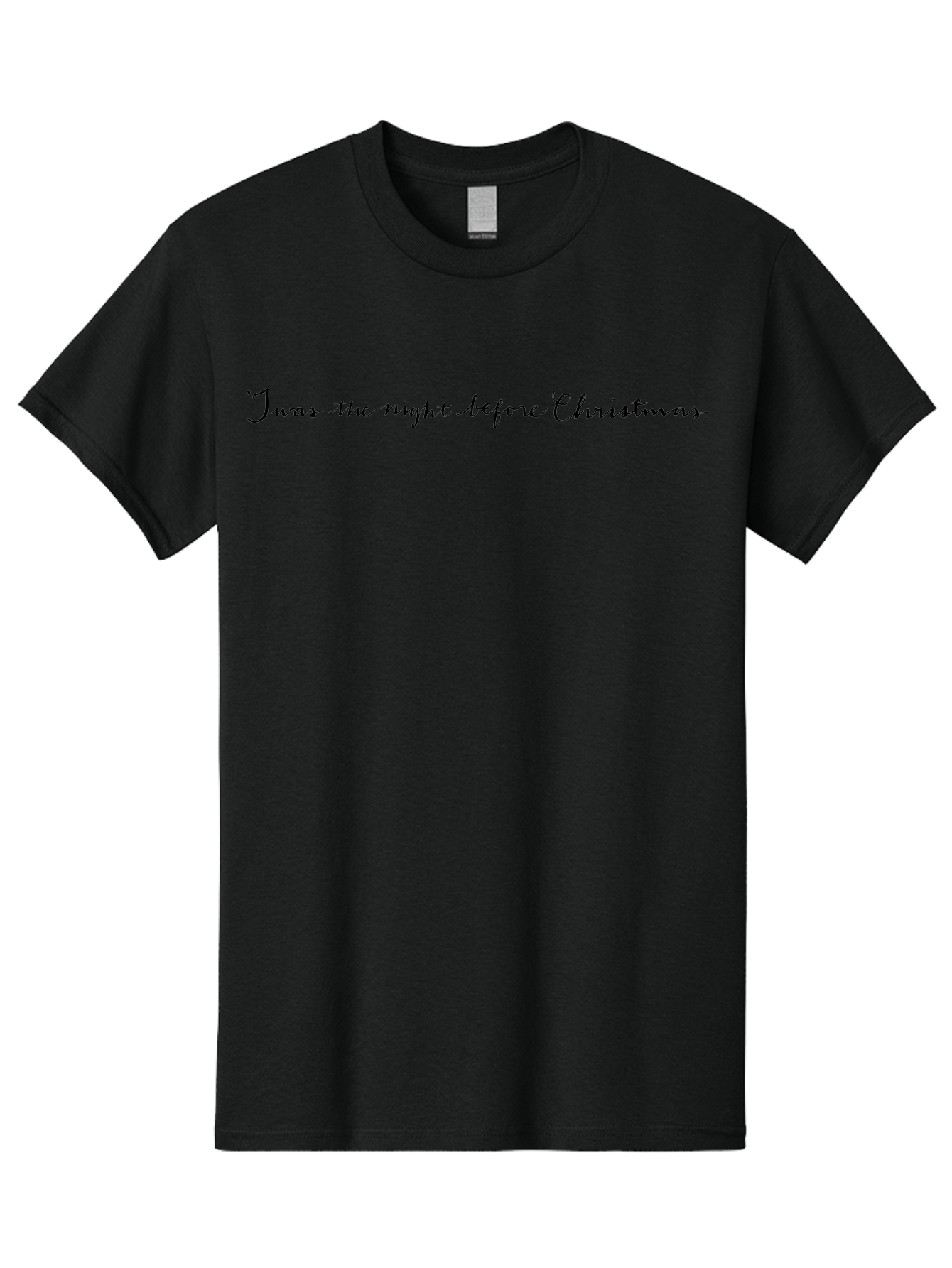Twas-Night-Before-Christmas Men'S Graphic Tee, 100% Cotton, Comfortable Casual Summer Wear, Machine Washable, Classic Christmas Quote, Holiday Phrase, Festive Sayings, Black Cursive Text, Christmas Eve, Holiday Season, Winter Wonderland, Aab151 15
