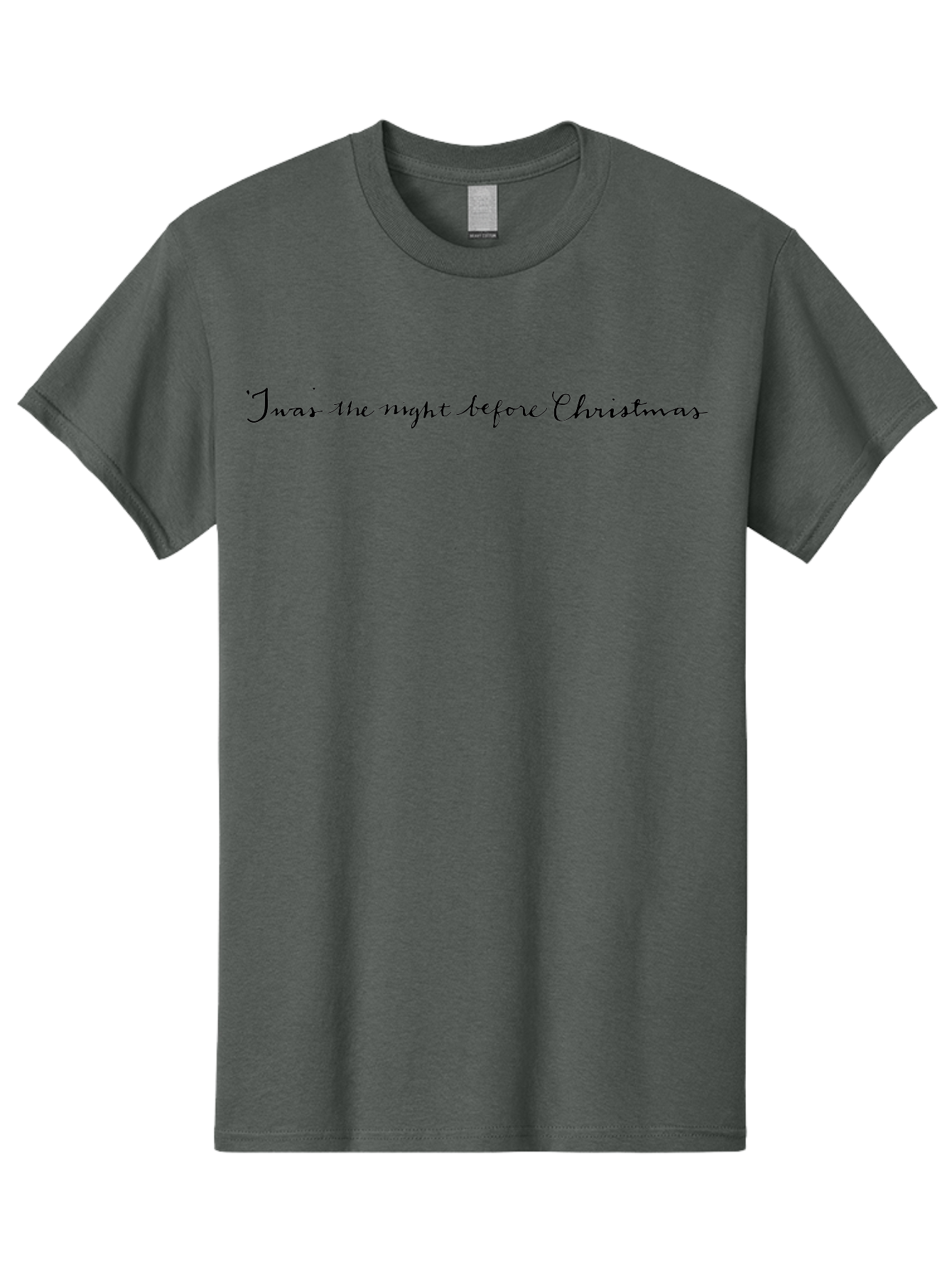 Twas-Night-Before-Christmas Men'S Graphic Tee, 100% Cotton, Comfortable Casual Summer Wear, Machine Washable, Classic Christmas Quote, Holiday Phrase, Festive Sayings, Black Cursive Text, Christmas Eve, Holiday Season, Winter Wonderland, Aab151 5