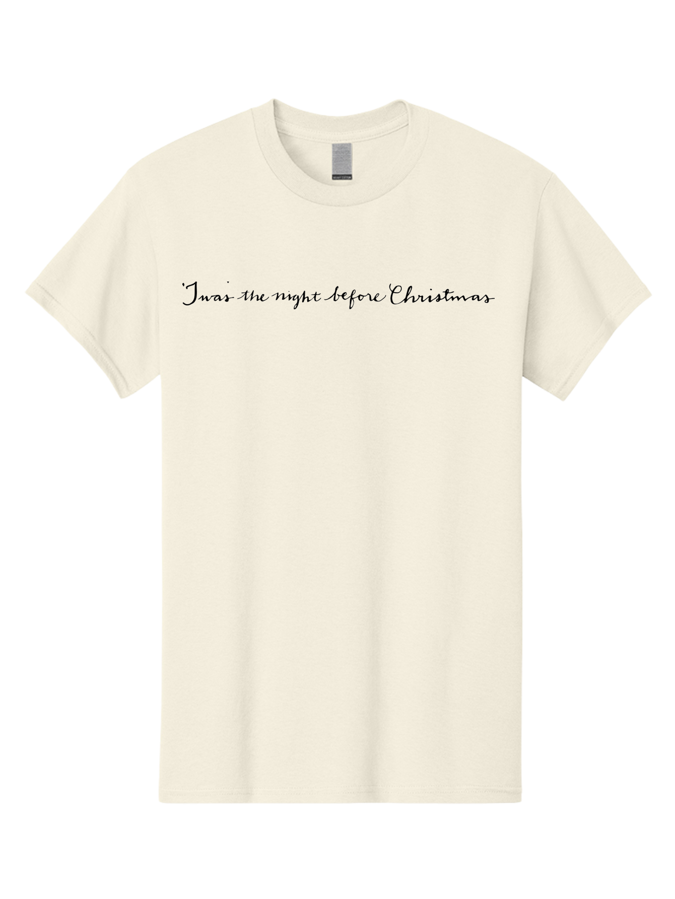 Twas-Night-Before-Christmas Men'S Graphic Tee, 100% Cotton, Comfortable Casual Summer Wear, Machine Washable, Classic Christmas Quote, Holiday Phrase, Festive Sayings, Black Cursive Text, Christmas Eve, Holiday Season, Winter Wonderland, Aab151 17
