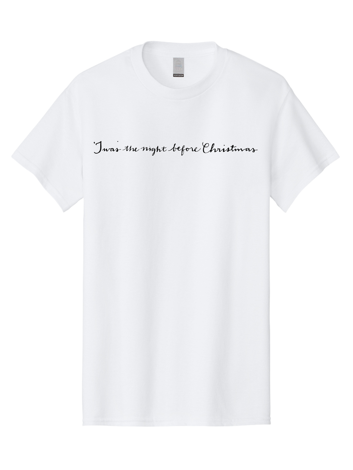 Twas-Night-Before-Christmas Men'S Graphic Tee, 100% Cotton, Comfortable Casual Summer Wear, Machine Washable, Classic Christmas Quote, Holiday Phrase, Festive Sayings, Black Cursive Text, Christmas Eve, Holiday Season, Winter Wonderland, Aab151 29