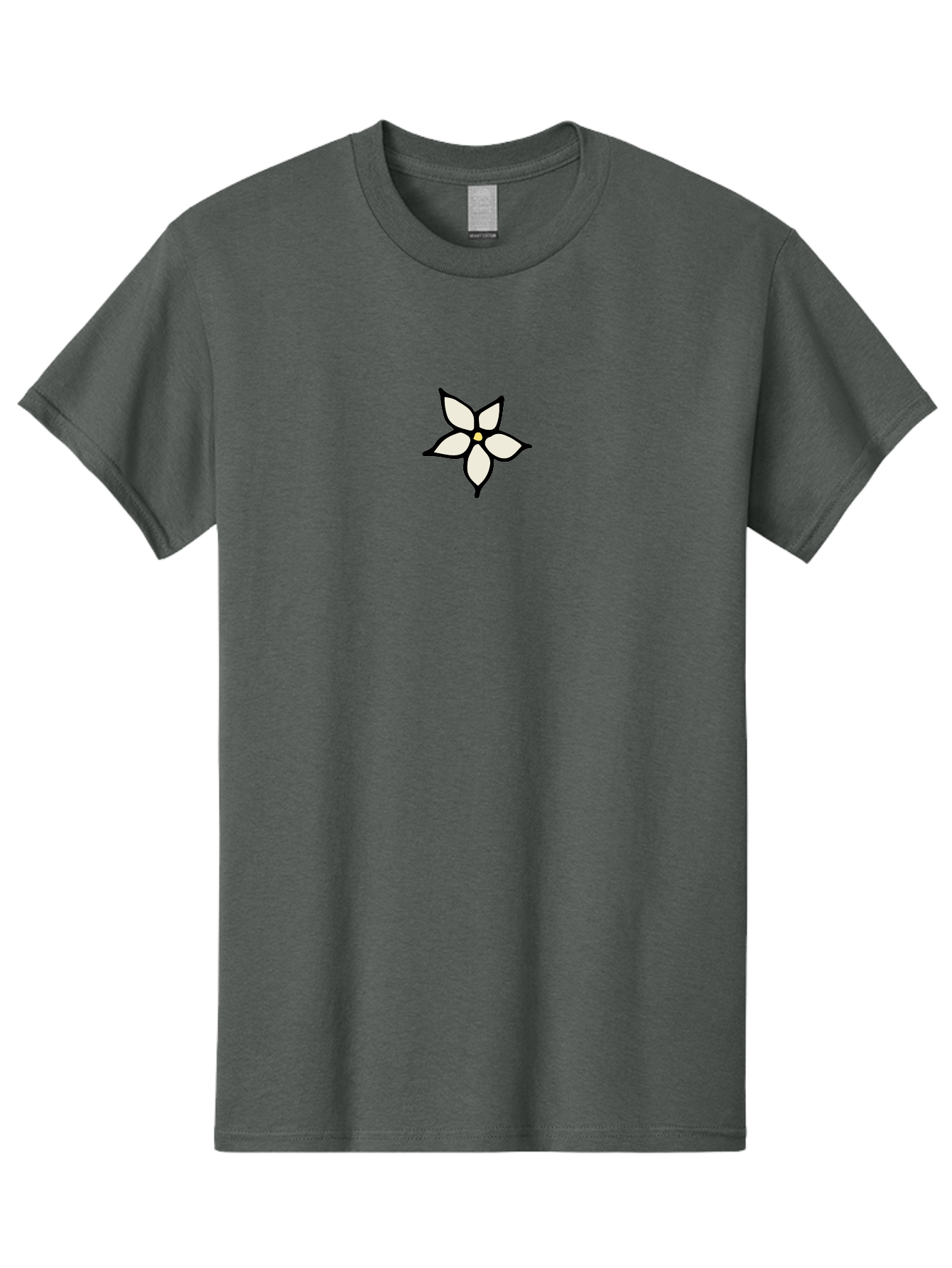 White-Flower-1 Men'S Graphic Tee, 100% Cotton, Comfortable Casual Summer Wear, Machine Washable, Simple Flower Illustration, Minimalist Design, White Petals, Black Outline, Yellow Center, Delicate Charm, Elegant Simplicity, Floral Motif, Aab160 27