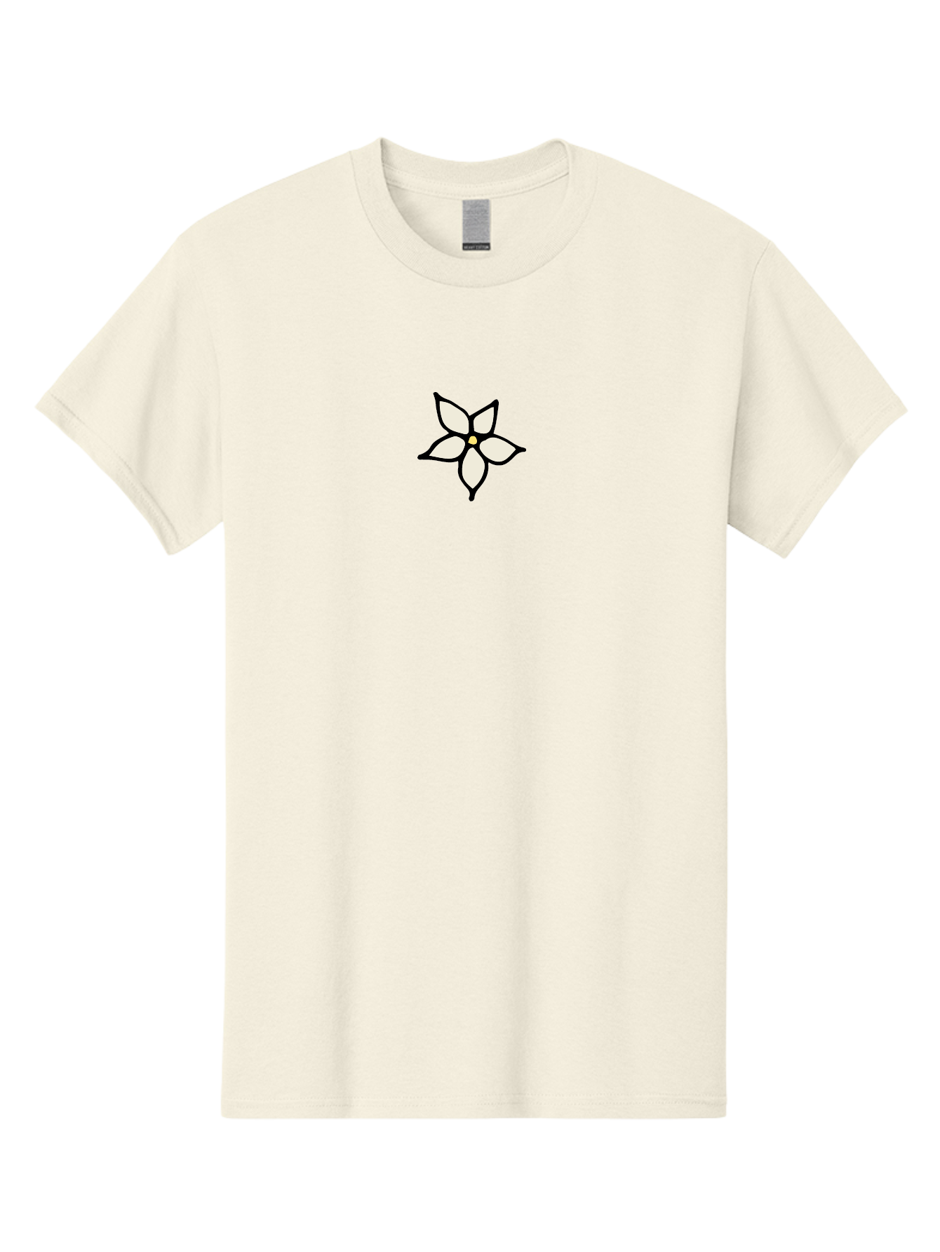 White-Flower-1 Men'S Graphic Tee, 100% Cotton, Comfortable Casual Summer Wear, Machine Washable, Simple Flower Illustration, Minimalist Design, White Petals, Black Outline, Yellow Center, Delicate Charm, Elegant Simplicity, Floral Motif, Aab160 7