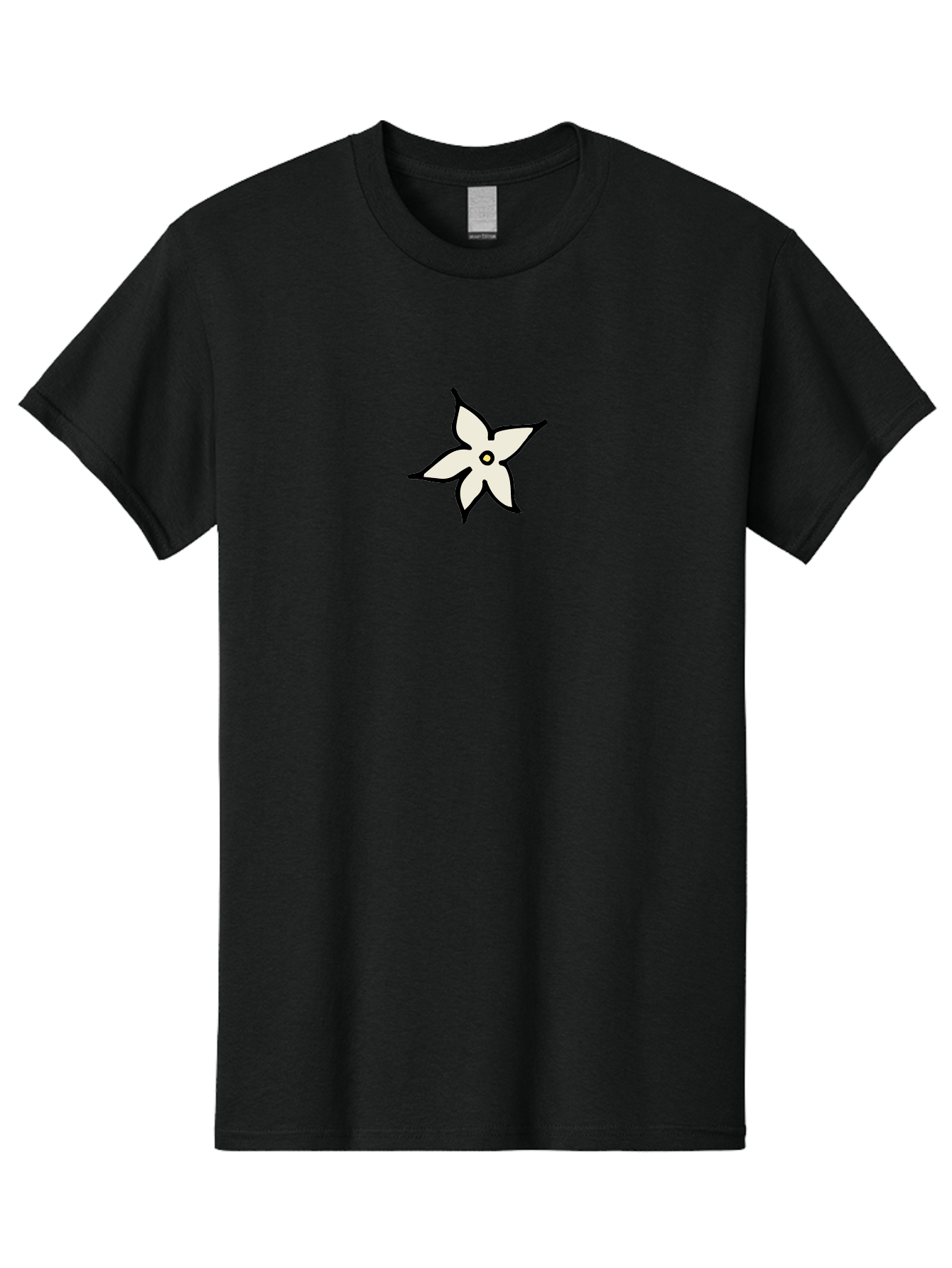 White-Flower-2 Men'S Graphic Tee, 100% Cotton, Comfortable Casual Summer Wear, Machine Washable, White Flower, Simple Design, Minimalist Art, Five Petals, Black Outline, Yellow Center, Delicate Illustration, Floral Motif Aab161 25