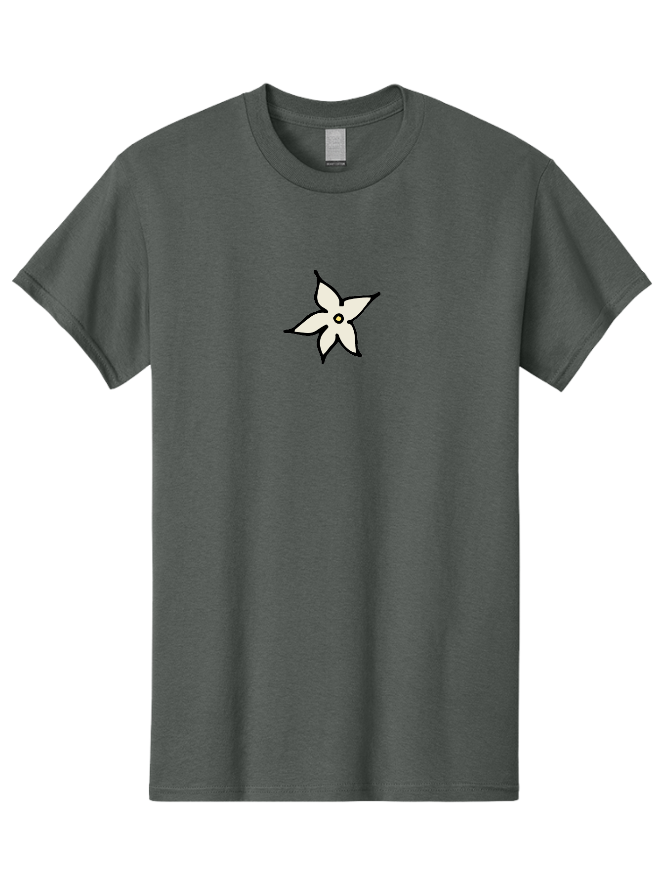 White-Flower-2 Men'S Graphic Tee, 100% Cotton, Comfortable Casual Summer Wear, Machine Washable, White Flower, Simple Design, Minimalist Art, Five Petals, Black Outline, Yellow Center, Delicate Illustration, Floral Motif Aab161 19
