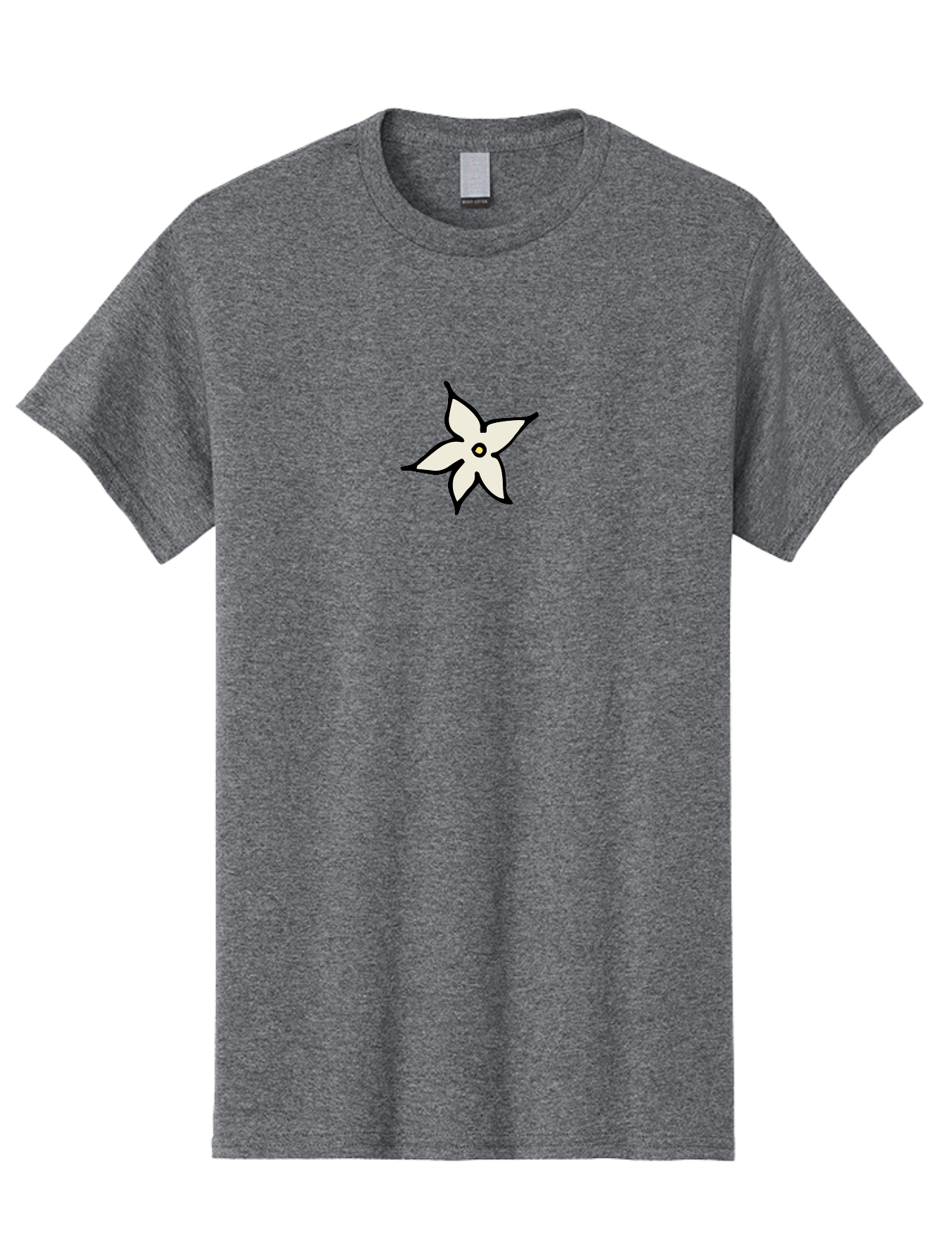 White-Flower-2 Men'S Graphic Tee, 100% Cotton, Comfortable Casual Summer Wear, Machine Washable, White Flower, Simple Design, Minimalist Art, Five Petals, Black Outline, Yellow Center, Delicate Illustration, Floral Motif Aab161 9