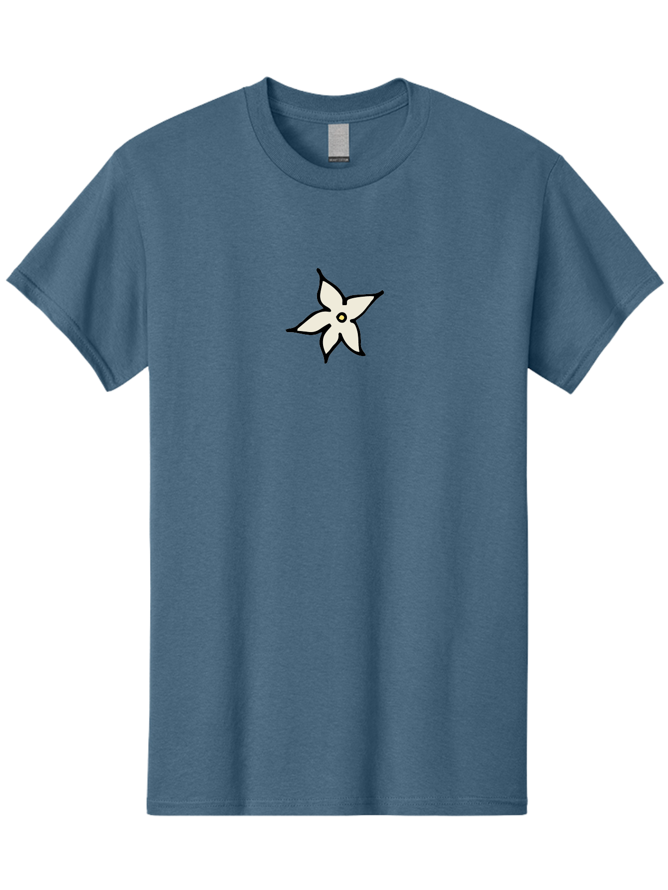 White-Flower-2 Men'S Graphic Tee, 100% Cotton, Comfortable Casual Summer Wear, Machine Washable, White Flower, Simple Design, Minimalist Art, Five Petals, Black Outline, Yellow Center, Delicate Illustration, Floral Motif Aab161 21