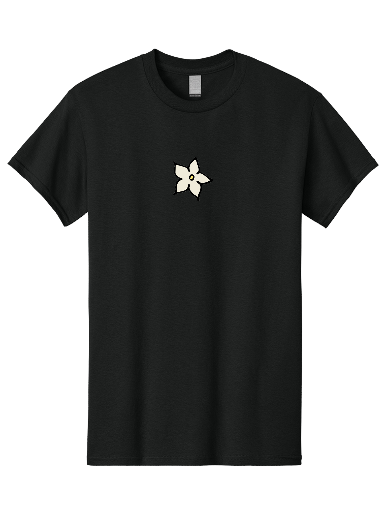 White-Flower Men'S Graphic Tee, 100% Cotton, Comfortable Casual Summer Wear, Machine Washable, Simple White Flower, Minimalist Design, Five-Petaled Flower, Black Outline, Centered Composition, Floral Icon, Cartoon-Style Flower, Simple Graphics Aab162 27