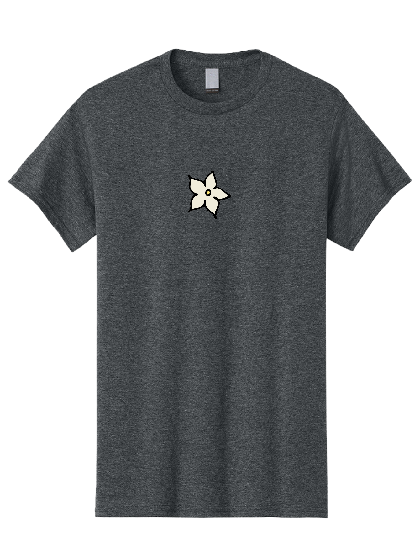White-Flower Men'S Graphic Tee, 100% Cotton, Comfortable Casual Summer Wear, Machine Washable, Simple White Flower, Minimalist Design, Five-Petaled Flower, Black Outline, Centered Composition, Floral Icon, Cartoon-Style Flower, Simple Graphics Aab162 7