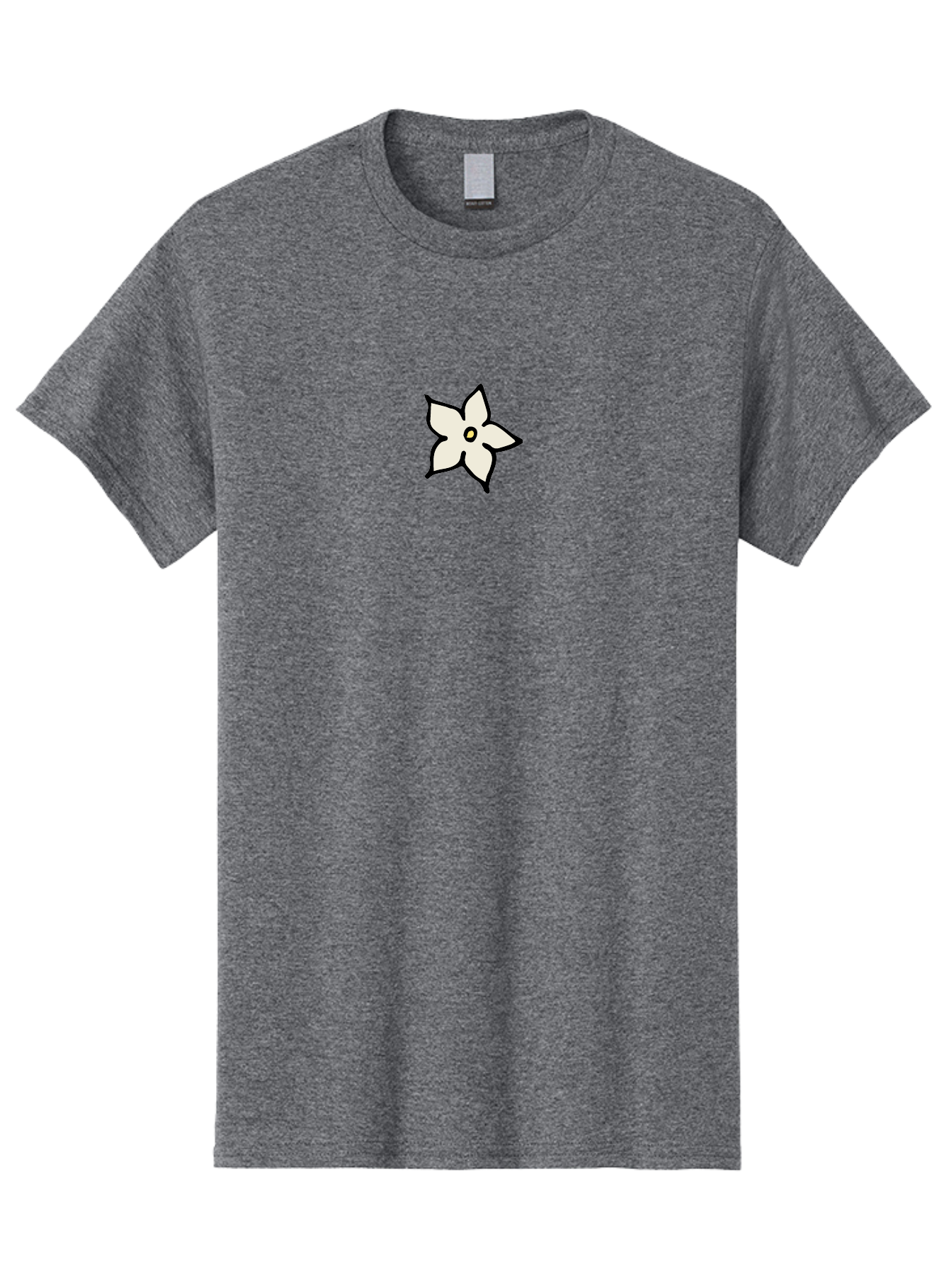 White-Flower Men'S Graphic Tee, 100% Cotton, Comfortable Casual Summer Wear, Machine Washable, Simple White Flower, Minimalist Design, Five-Petaled Flower, Black Outline, Centered Composition, Floral Icon, Cartoon-Style Flower, Simple Graphics Aab162 5