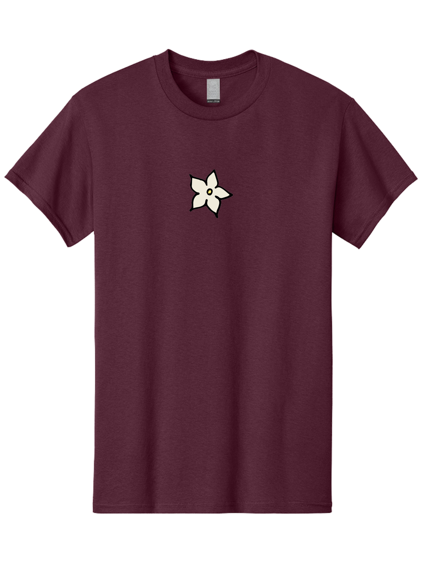 White-Flower Men'S Graphic Tee, 100% Cotton, Comfortable Casual Summer Wear, Machine Washable, Simple White Flower, Minimalist Design, Five-Petaled Flower, Black Outline, Centered Composition, Floral Icon, Cartoon-Style Flower, Simple Graphics Aab162 11