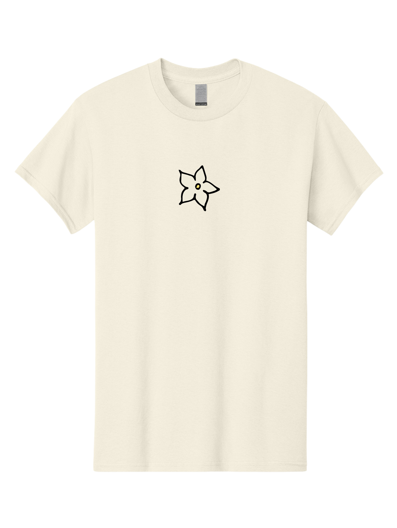 White-Flower Men'S Graphic Tee, 100% Cotton, Comfortable Casual Summer Wear, Machine Washable, Simple White Flower, Minimalist Design, Five-Petaled Flower, Black Outline, Centered Composition, Floral Icon, Cartoon-Style Flower, Simple Graphics Aab162 3