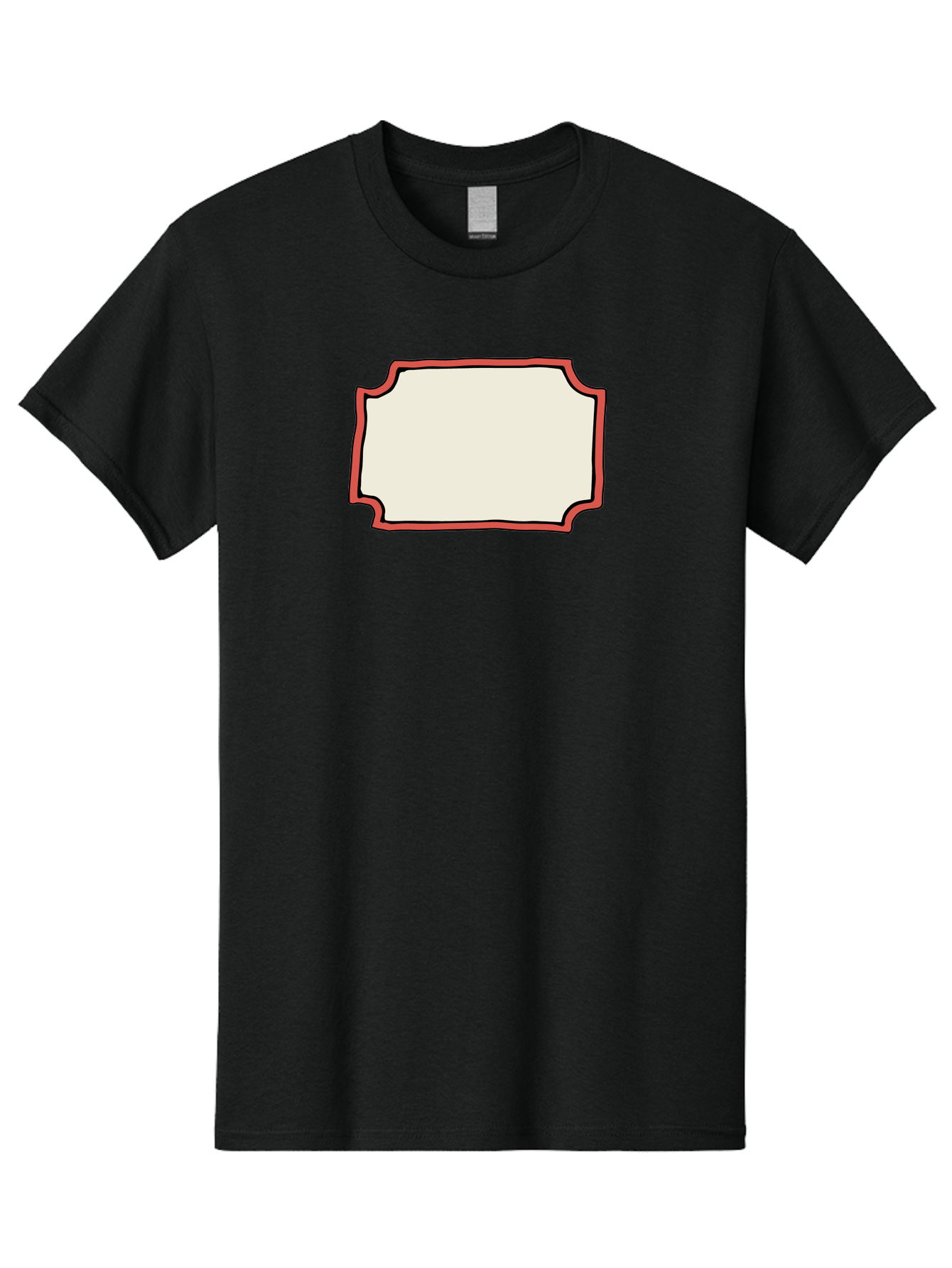 White-Label Men'S Graphic Tee, 100% Cotton, Comfortable Casual Summer Wear, Machine Washable, Blank Sign, Empty Sign, Red Border, White Background, Simple Design, Graphic Element, Customizable Template, Placeholder Text, Signage Mockup Aab163 21