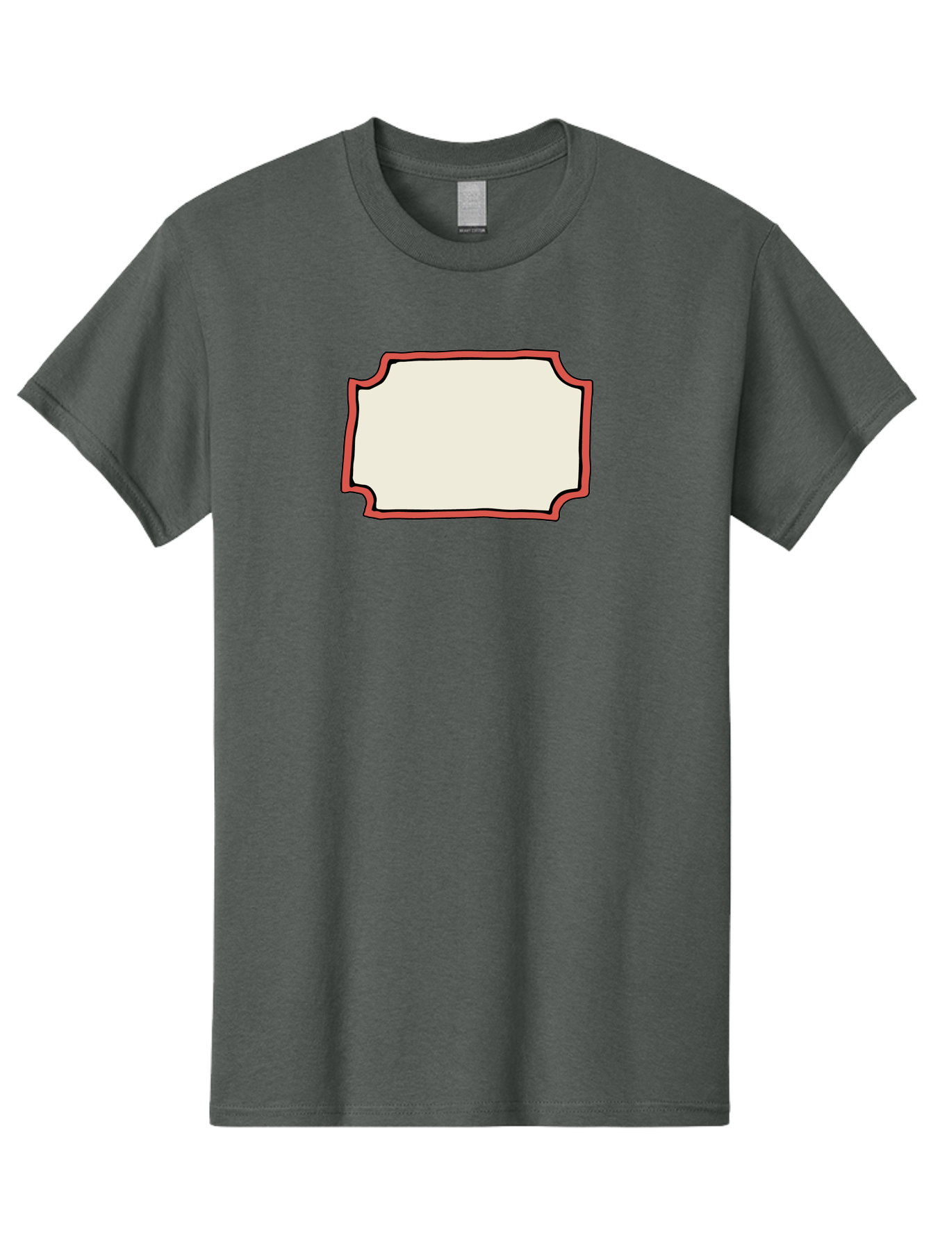 White-Label Men'S Graphic Tee, 100% Cotton, Comfortable Casual Summer Wear, Machine Washable, Blank Sign, Empty Sign, Red Border, White Background, Simple Design, Graphic Element, Customizable Template, Placeholder Text, Signage Mockup Aab163 11