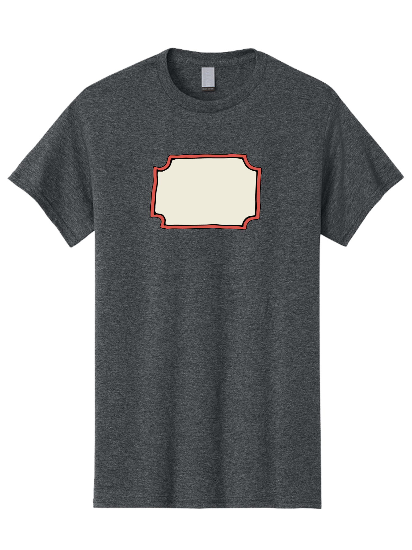 White-Label Men'S Graphic Tee, 100% Cotton, Comfortable Casual Summer Wear, Machine Washable, Blank Sign, Empty Sign, Red Border, White Background, Simple Design, Graphic Element, Customizable Template, Placeholder Text, Signage Mockup Aab163 7
