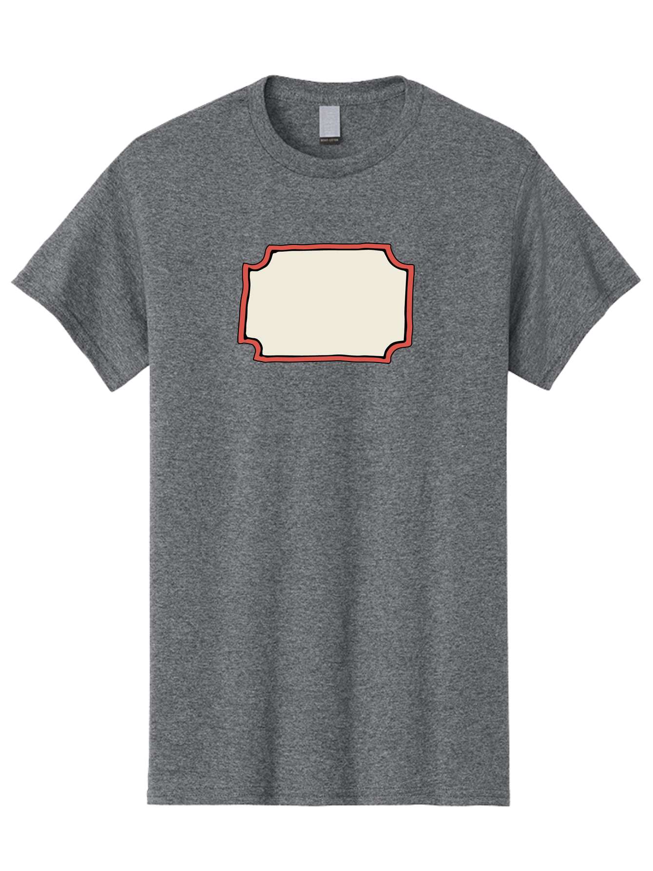 White-Label Men'S Graphic Tee, 100% Cotton, Comfortable Casual Summer Wear, Machine Washable, Blank Sign, Empty Sign, Red Border, White Background, Simple Design, Graphic Element, Customizable Template, Placeholder Text, Signage Mockup Aab163 5