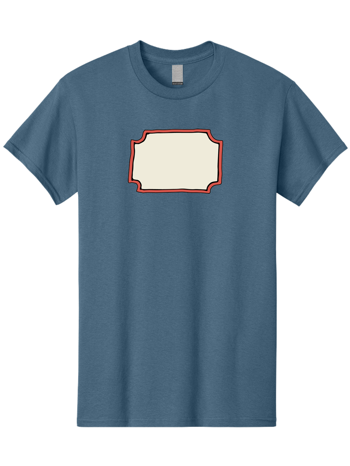 White-Label Men'S Graphic Tee, 100% Cotton, Comfortable Casual Summer Wear, Machine Washable, Blank Sign, Empty Sign, Red Border, White Background, Simple Design, Graphic Element, Customizable Template, Placeholder Text, Signage Mockup Aab163 13