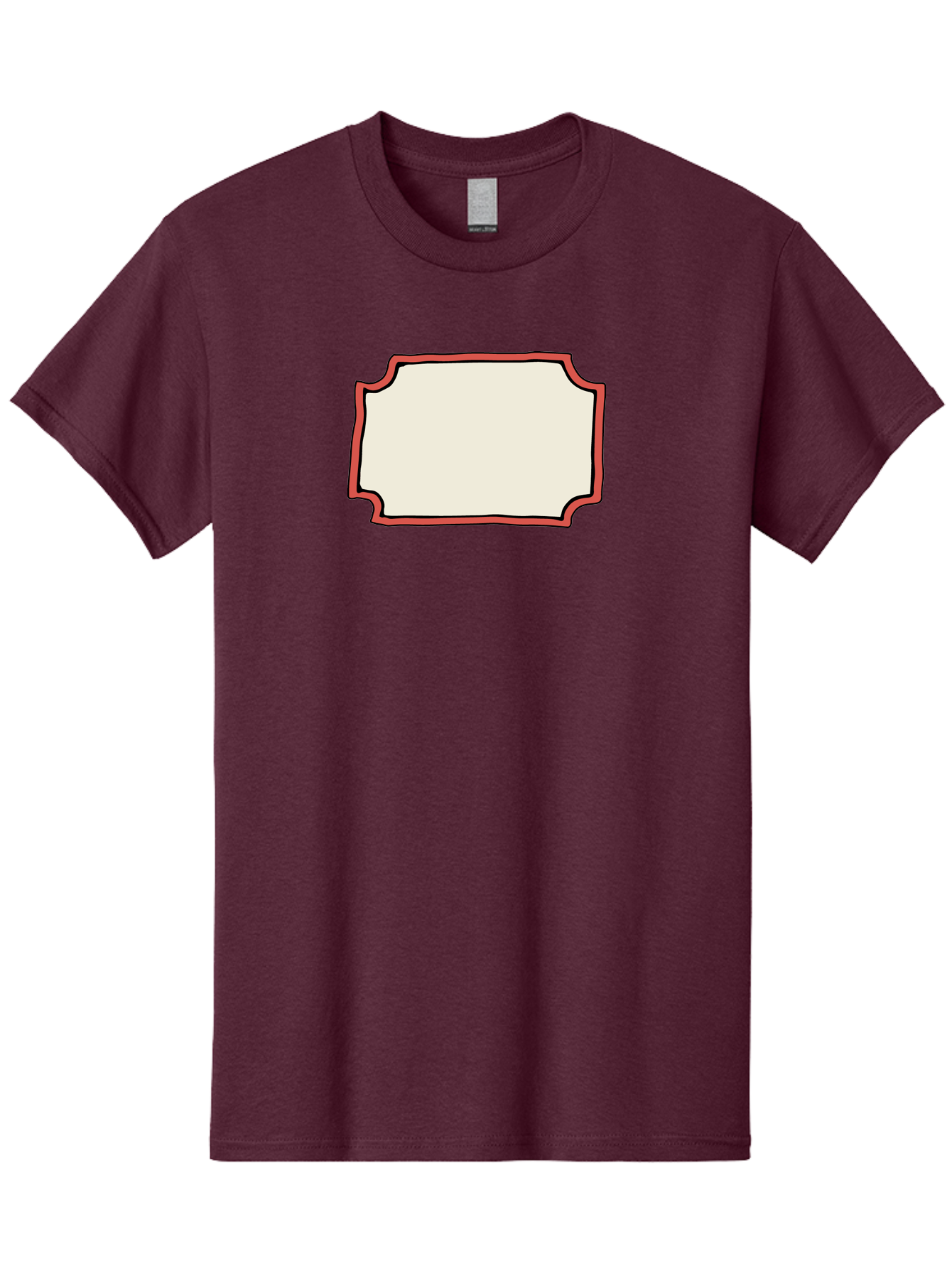 White-Label Men'S Graphic Tee, 100% Cotton, Comfortable Casual Summer Wear, Machine Washable, Blank Sign, Empty Sign, Red Border, White Background, Simple Design, Graphic Element, Customizable Template, Placeholder Text, Signage Mockup Aab163 27