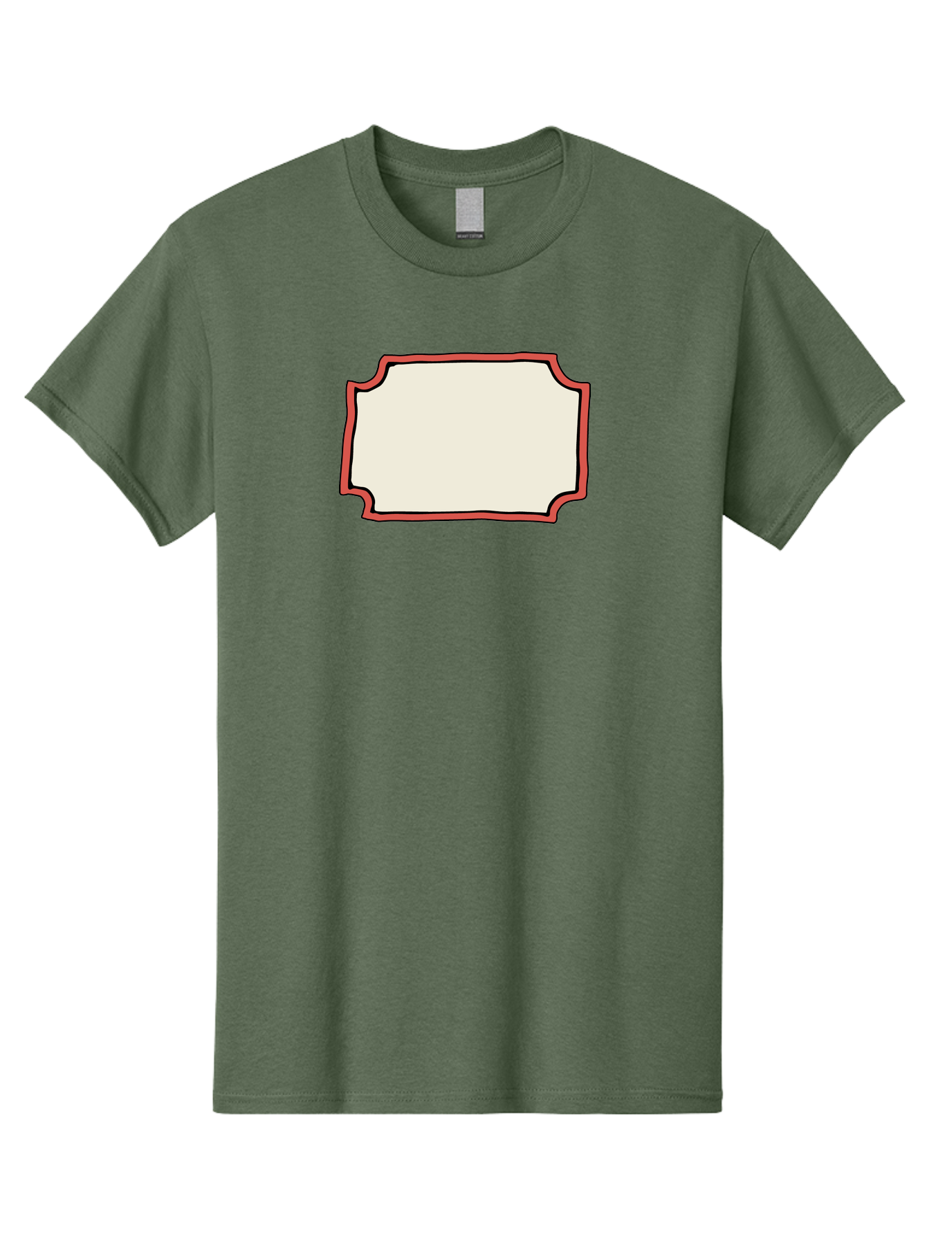 White-Label Men'S Graphic Tee, 100% Cotton, Comfortable Casual Summer Wear, Machine Washable, Blank Sign, Empty Sign, Red Border, White Background, Simple Design, Graphic Element, Customizable Template, Placeholder Text, Signage Mockup Aab163 19