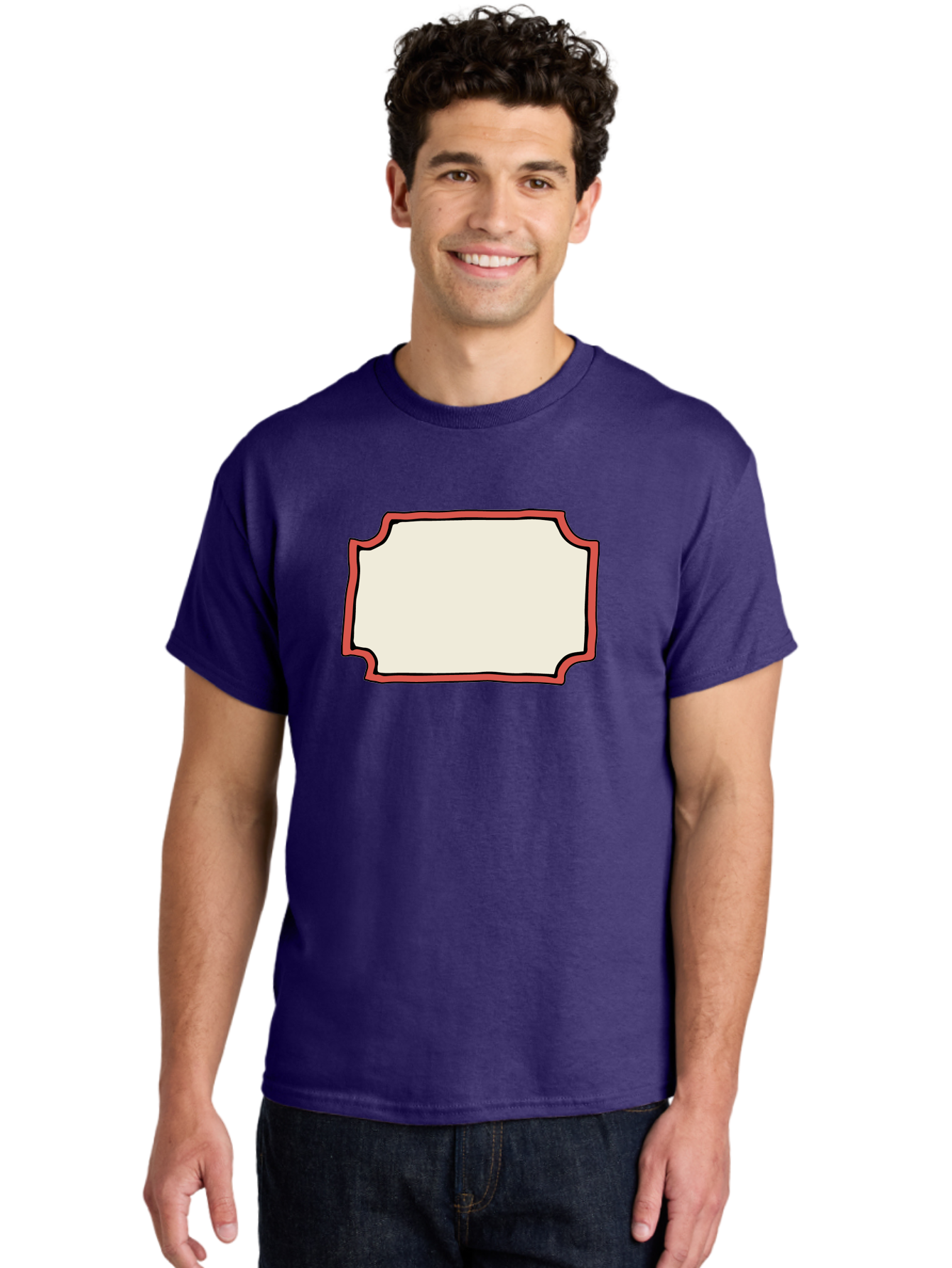 White-Label Men'S Graphic Tee, 100% Cotton, Comfortable Casual Summer Wear, Machine Washable, Blank Sign, Empty Sign, Red Border, White Background, Simple Design, Graphic Element, Customizable Template, Placeholder Text, Signage Mockup Aab163 10