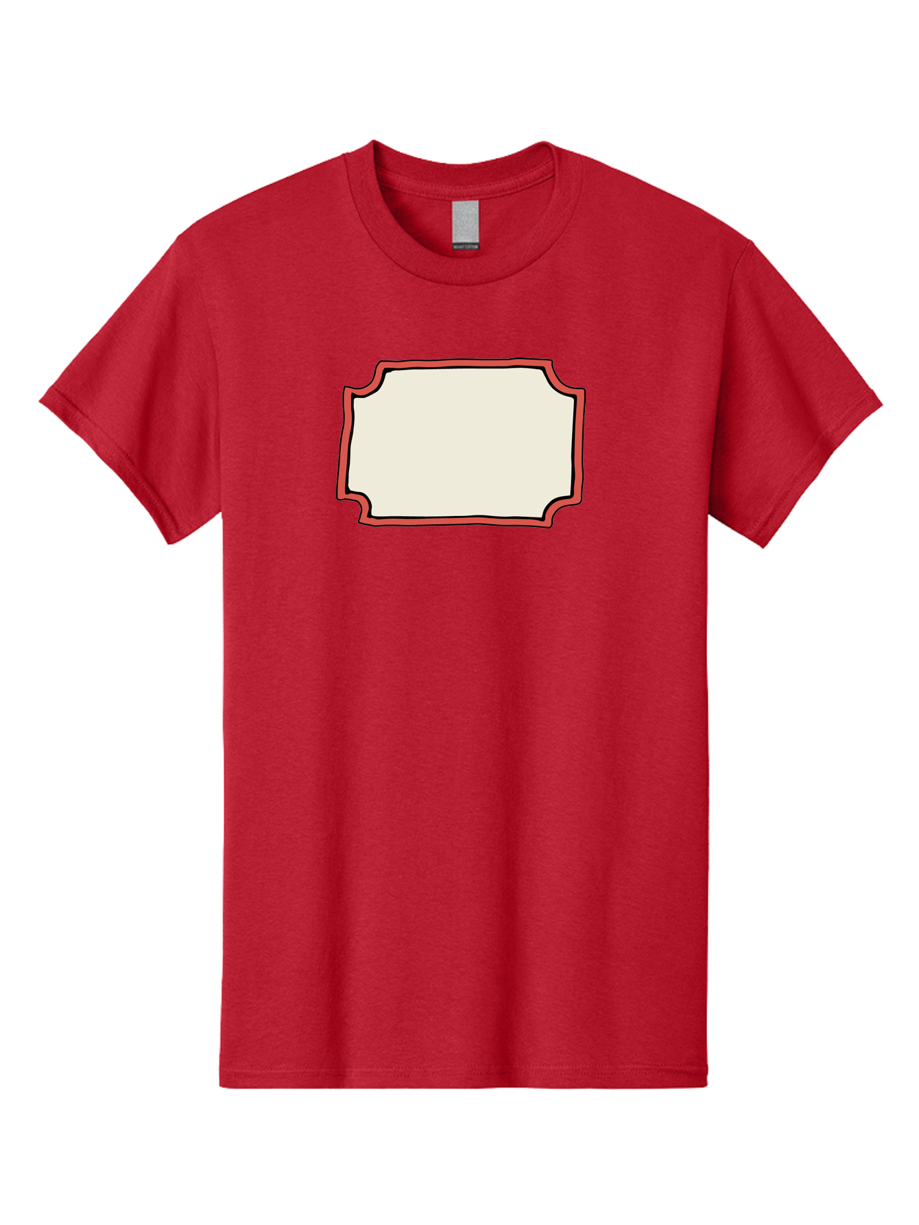 White-Label Men'S Graphic Tee, 100% Cotton, Comfortable Casual Summer Wear, Machine Washable, Blank Sign, Empty Sign, Red Border, White Background, Simple Design, Graphic Element, Customizable Template, Placeholder Text, Signage Mockup Aab163 15