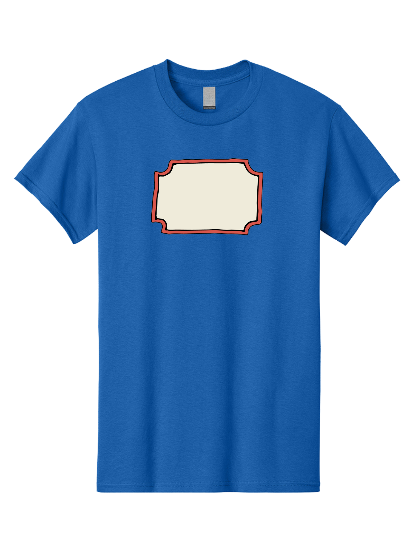White-Label Men'S Graphic Tee, 100% Cotton, Comfortable Casual Summer Wear, Machine Washable, Blank Sign, Empty Sign, Red Border, White Background, Simple Design, Graphic Element, Customizable Template, Placeholder Text, Signage Mockup Aab163 25