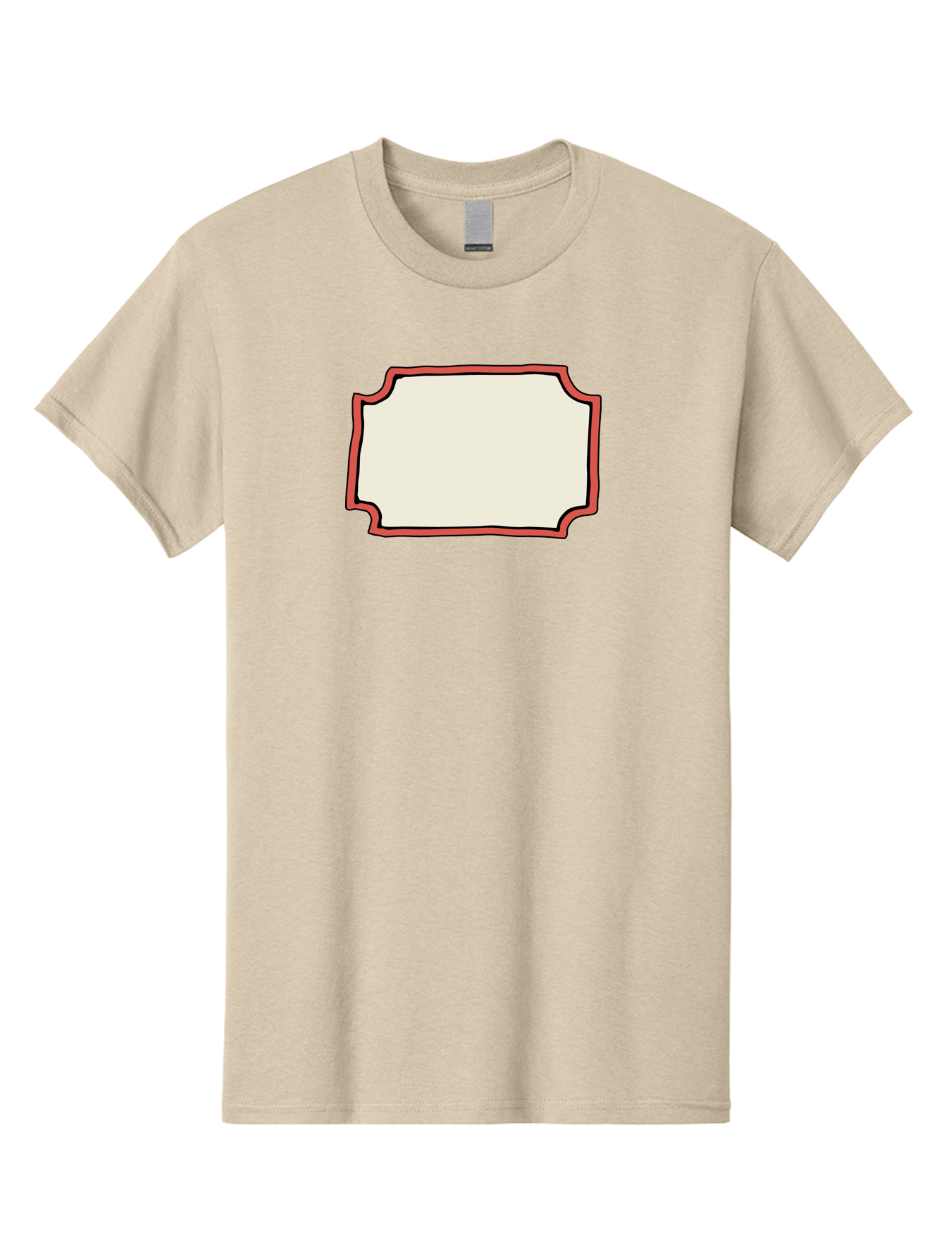White-Label Men'S Graphic Tee, 100% Cotton, Comfortable Casual Summer Wear, Machine Washable, Blank Sign, Empty Sign, Red Border, White Background, Simple Design, Graphic Element, Customizable Template, Placeholder Text, Signage Mockup Aab163 17