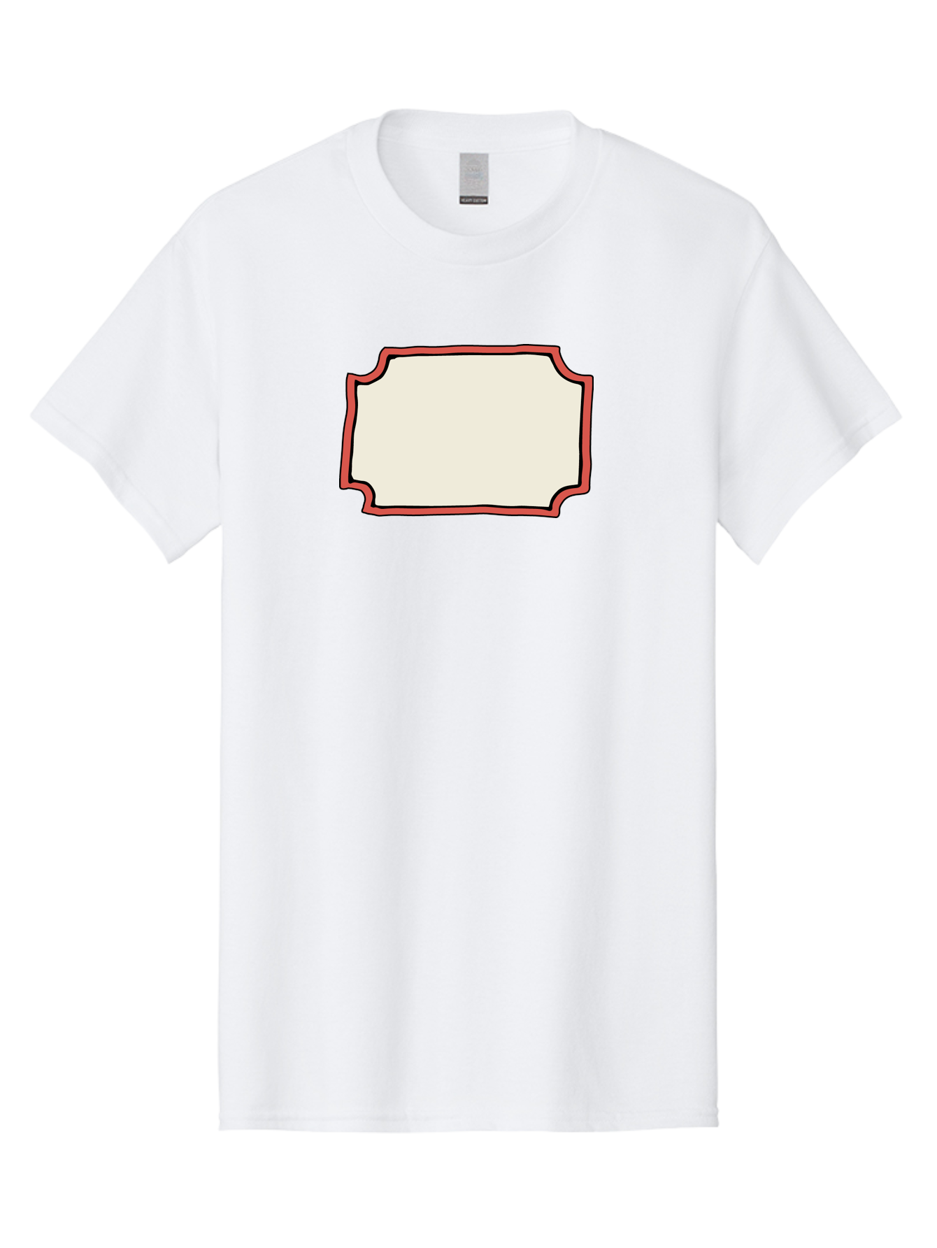 White-Label Men'S Graphic Tee, 100% Cotton, Comfortable Casual Summer Wear, Machine Washable, Blank Sign, Empty Sign, Red Border, White Background, Simple Design, Graphic Element, Customizable Template, Placeholder Text, Signage Mockup Aab163 3