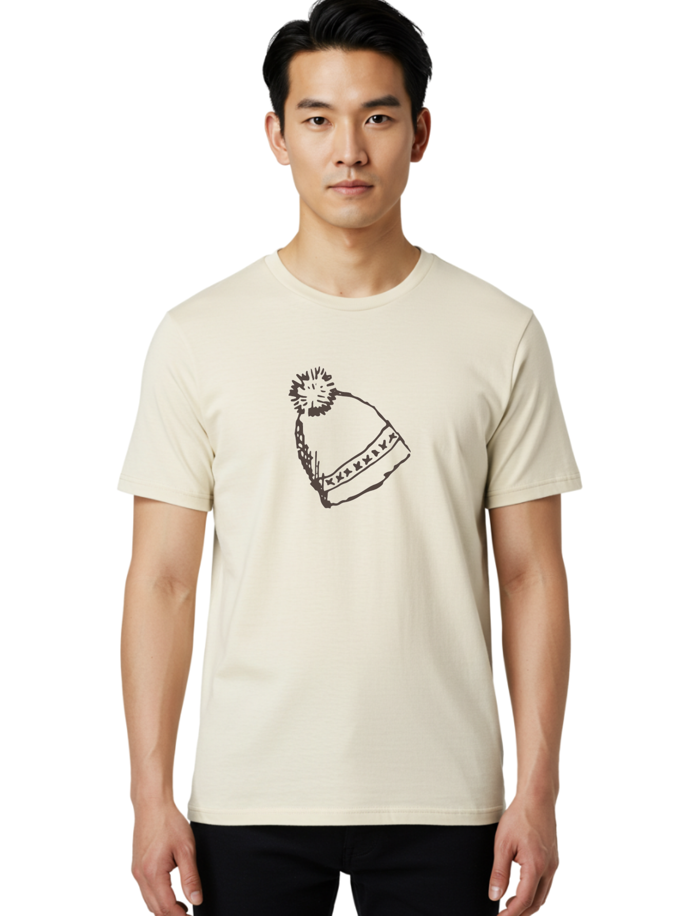 Winter-Beanie Men'S Graphic Tee, 100% Cotton, Comfortable Casual Summer Wear, Machine Washable, Winter Fashion, Beanie Hat, Knit Hat, Pom-Pom, Winter Accessories, Cold Weather Gear, Hat With Cuff, Festive Clothing, Casual Wear, Aab169 8