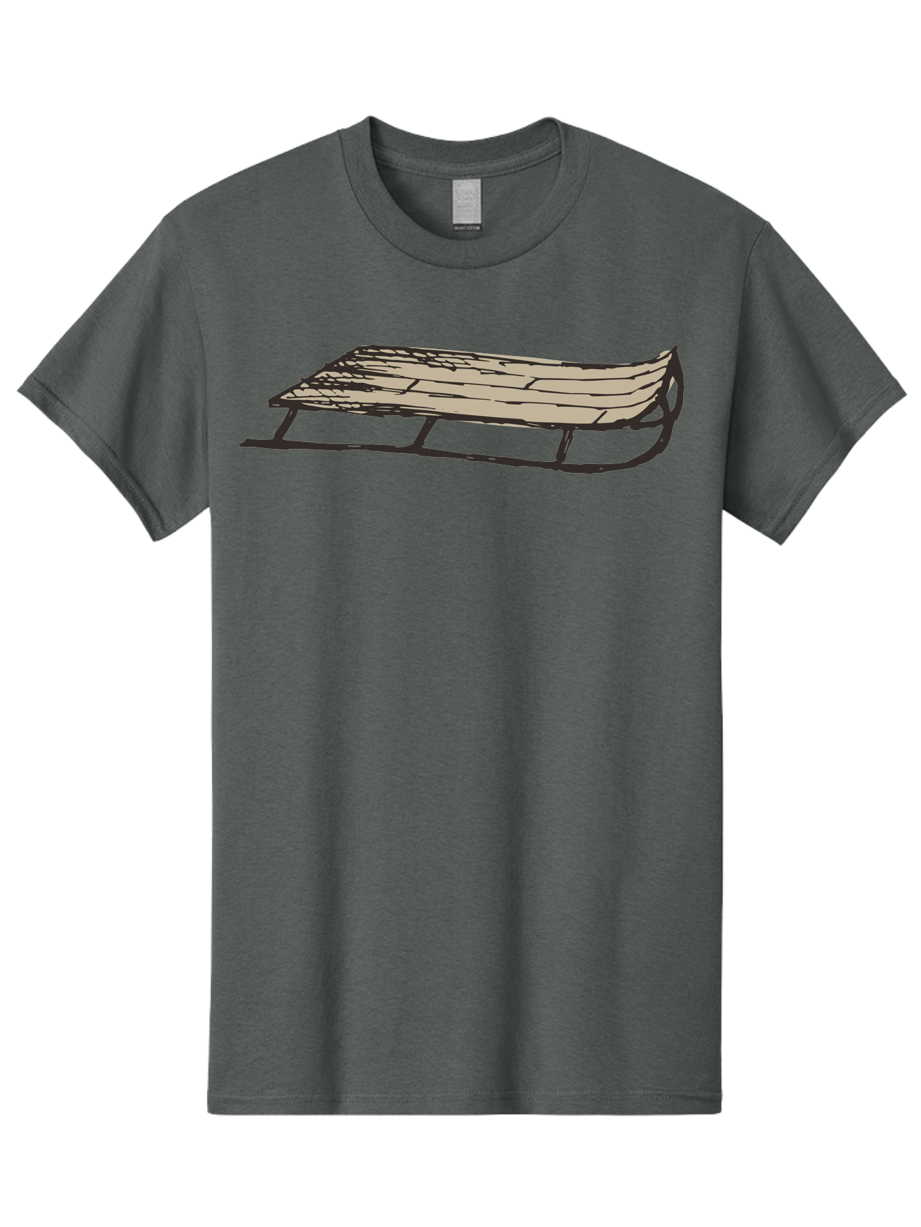 Wooden-Sled Men'S Graphic Tee, 100% Cotton, Comfortable Casual Summer Wear, Machine Washable, Vintage Sled, Wooden Slats, Metal Runners, Winter Fun, Outdoor Play, Cartoon Style, Simple Design, Nostalgic Feel, Retro Illustration, Aab174 3