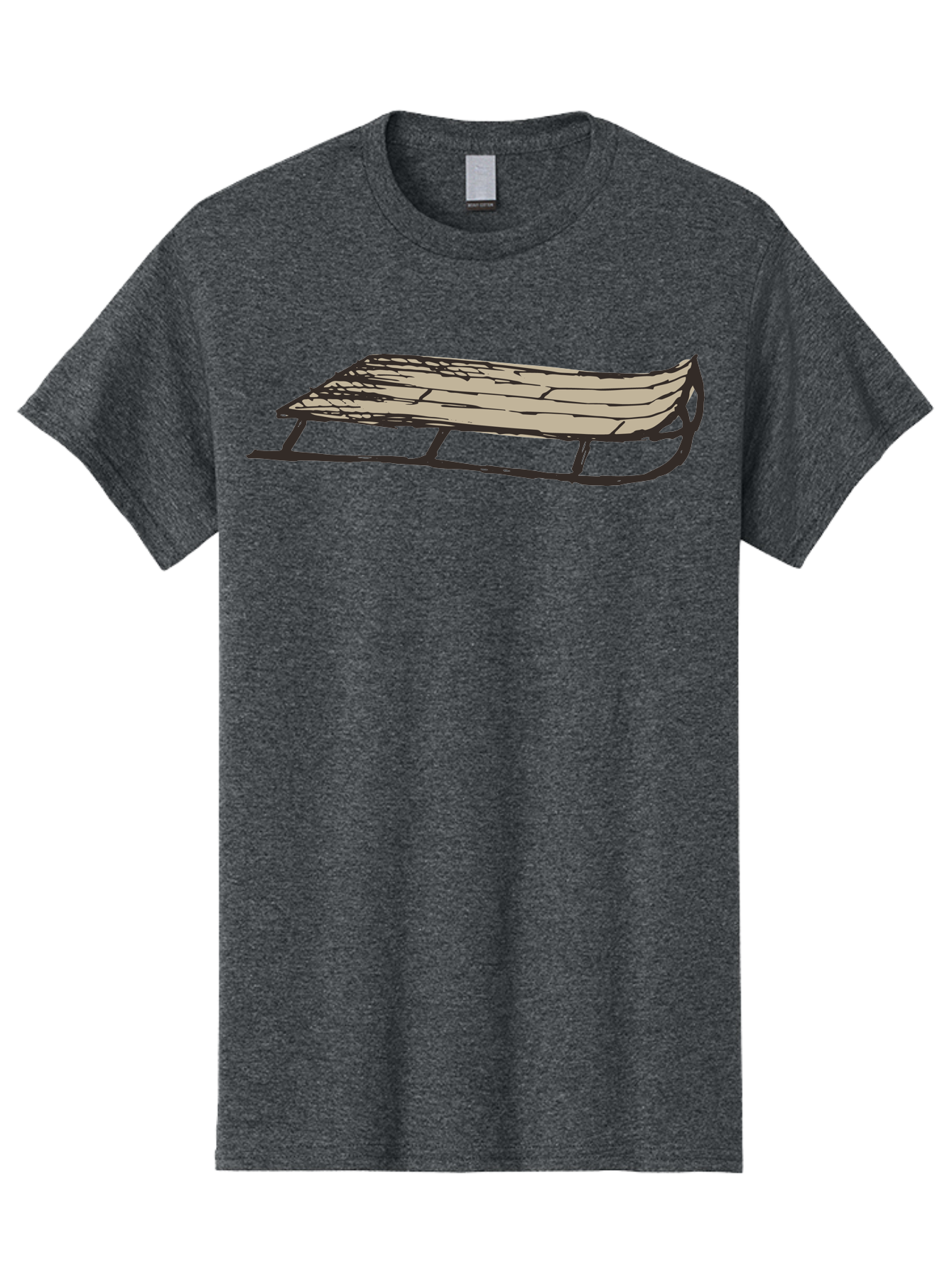 Wooden-Sled Men'S Graphic Tee, 100% Cotton, Comfortable Casual Summer Wear, Machine Washable, Vintage Sled, Wooden Slats, Metal Runners, Winter Fun, Outdoor Play, Cartoon Style, Simple Design, Nostalgic Feel, Retro Illustration, Aab174 7