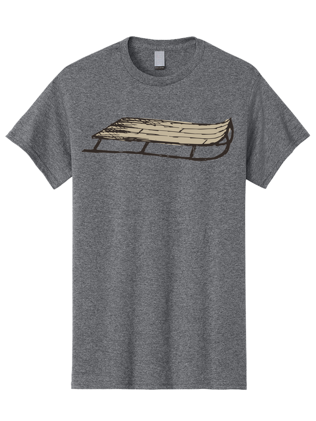 Wooden-Sled Men'S Graphic Tee, 100% Cotton, Comfortable Casual Summer Wear, Machine Washable, Vintage Sled, Wooden Slats, Metal Runners, Winter Fun, Outdoor Play, Cartoon Style, Simple Design, Nostalgic Feel, Retro Illustration, Aab174 9