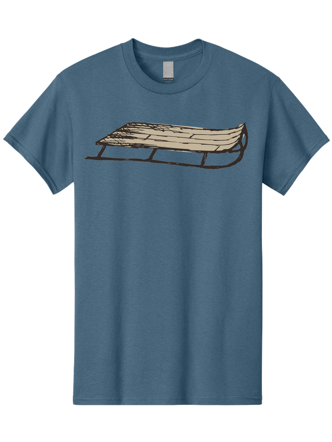 Wooden-Sled Men'S Graphic Tee, 100% Cotton, Comfortable Casual Summer Wear, Machine Washable, Vintage Sled, Wooden Slats, Metal Runners, Winter Fun, Outdoor Play, Cartoon Style, Simple Design, Nostalgic Feel, Retro Illustration, Aab174 1