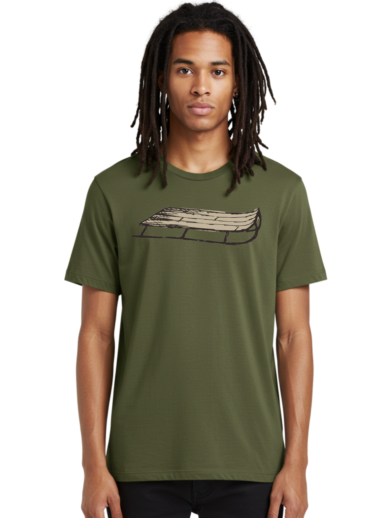 Wooden-Sled Men'S Graphic Tee, 100% Cotton, Comfortable Casual Summer Wear, Machine Washable, Vintage Sled, Wooden Slats, Metal Runners, Winter Fun, Outdoor Play, Cartoon Style, Simple Design, Nostalgic Feel, Retro Illustration, Aab174 24