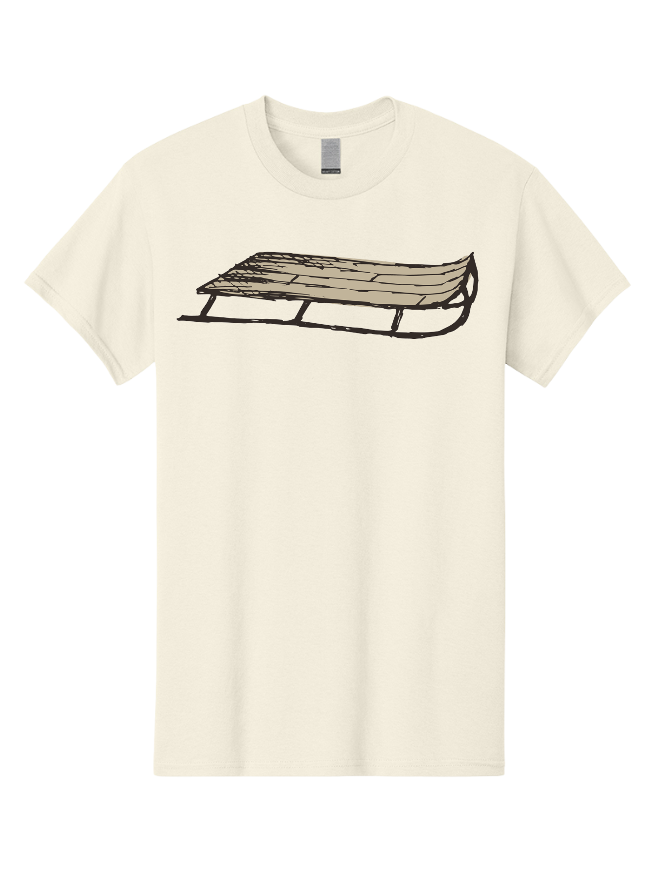 Wooden-Sled Men'S Graphic Tee, 100% Cotton, Comfortable Casual Summer Wear, Machine Washable, Vintage Sled, Wooden Slats, Metal Runners, Winter Fun, Outdoor Play, Cartoon Style, Simple Design, Nostalgic Feel, Retro Illustration, Aab174 29