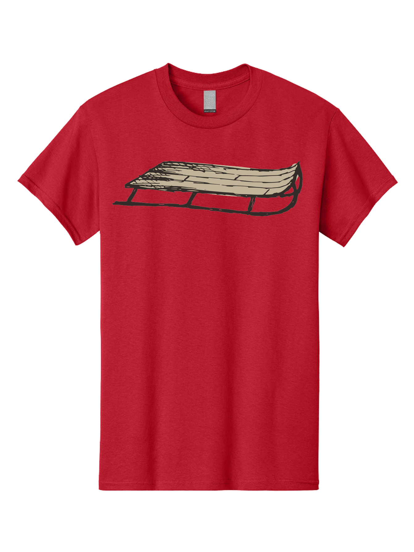 Wooden-Sled Men'S Graphic Tee, 100% Cotton, Comfortable Casual Summer Wear, Machine Washable, Vintage Sled, Wooden Slats, Metal Runners, Winter Fun, Outdoor Play, Cartoon Style, Simple Design, Nostalgic Feel, Retro Illustration, Aab174 23