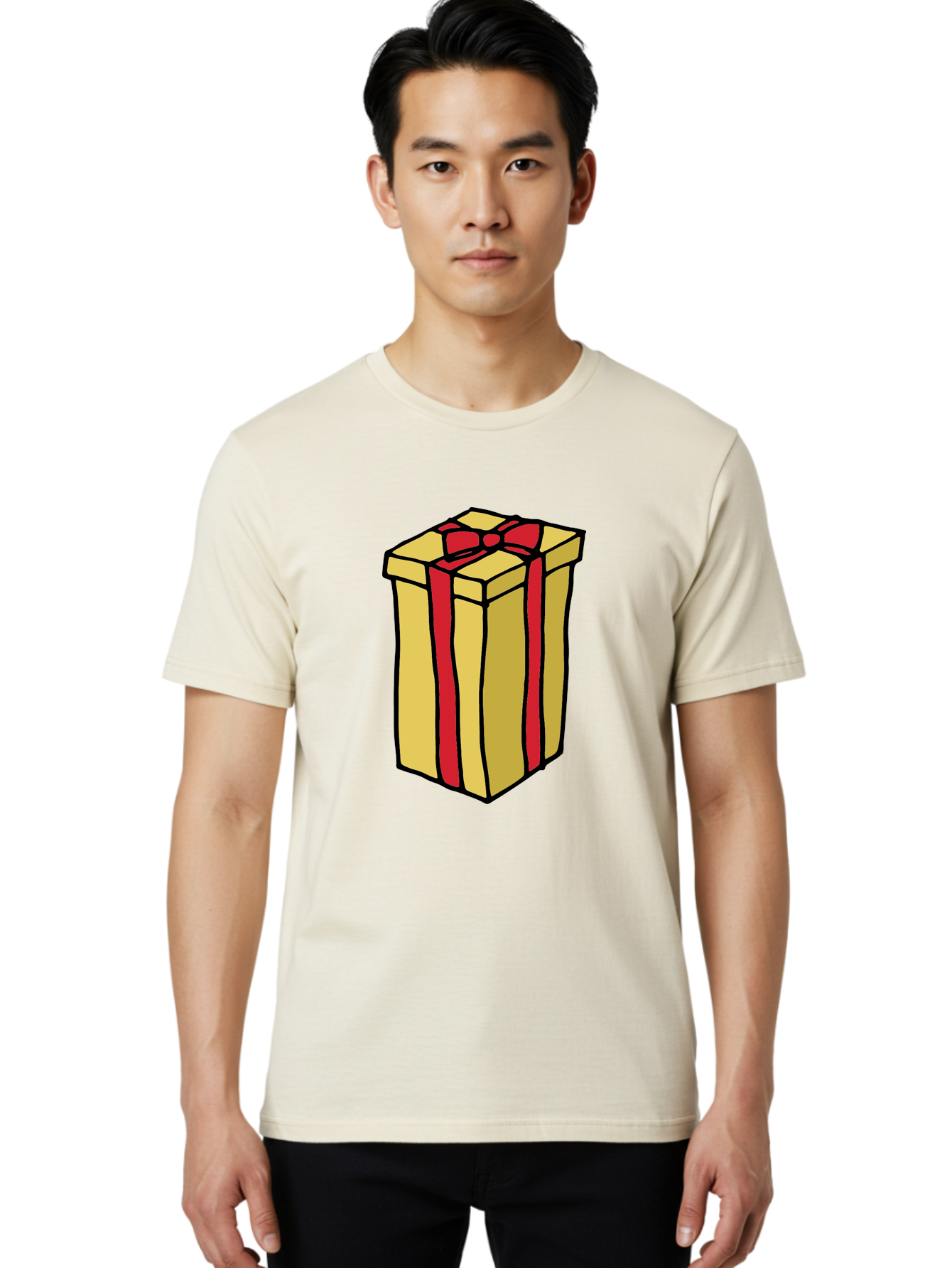 Wrapped-Gift-Box Men'S Graphic Tee, 100% Cotton, Comfortable Casual Summer Wear, Machine Washable, Gift Box, Wrapped Present, Red Ribbon, Gold Wrapping, Present, Gift, Holiday Gift, Birthday Present, Celebration Gift Aab175 10