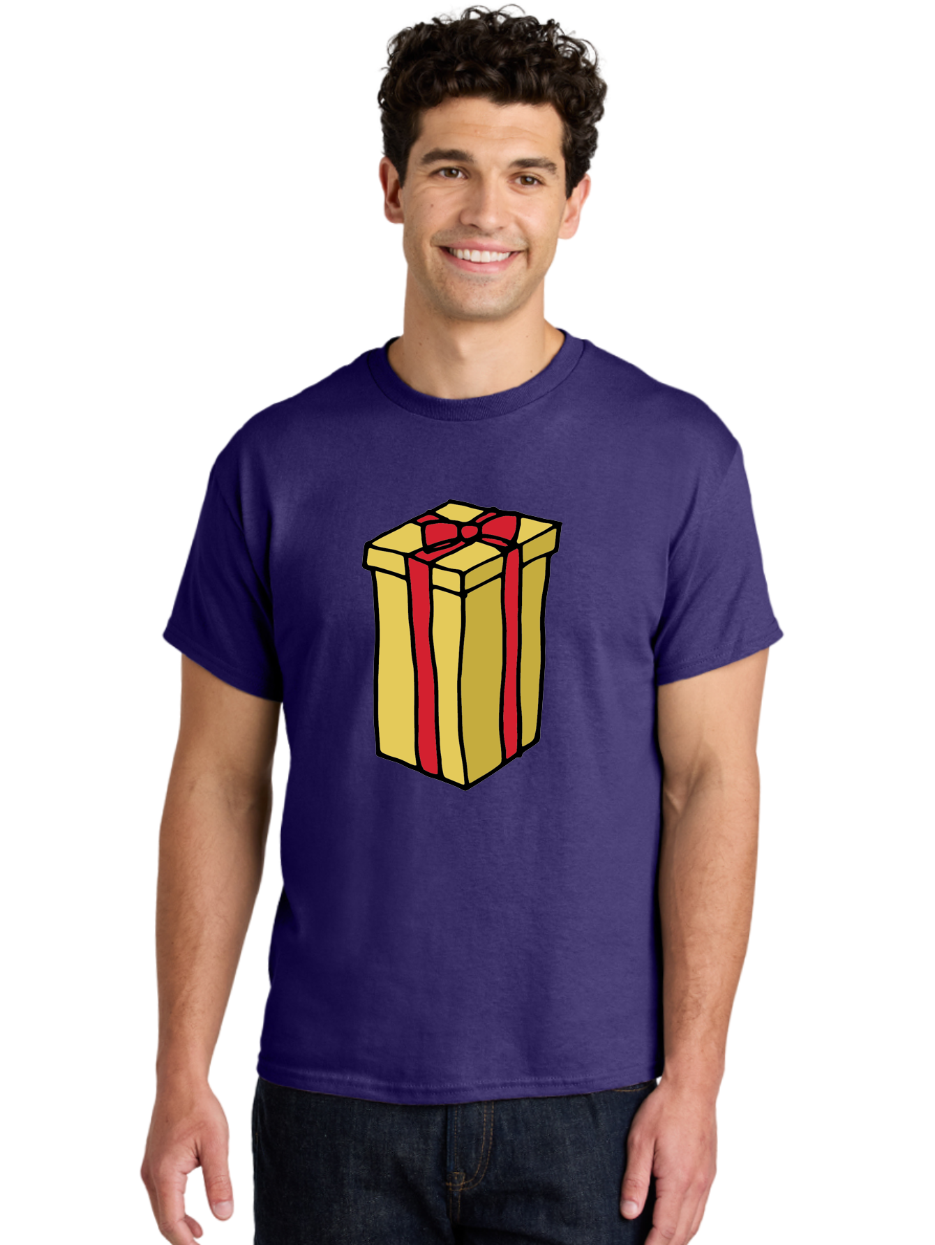 Wrapped-Gift-Box Men'S Graphic Tee, 100% Cotton, Comfortable Casual Summer Wear, Machine Washable, Gift Box, Wrapped Present, Red Ribbon, Gold Wrapping, Present, Gift, Holiday Gift, Birthday Present, Celebration Gift Aab175 26