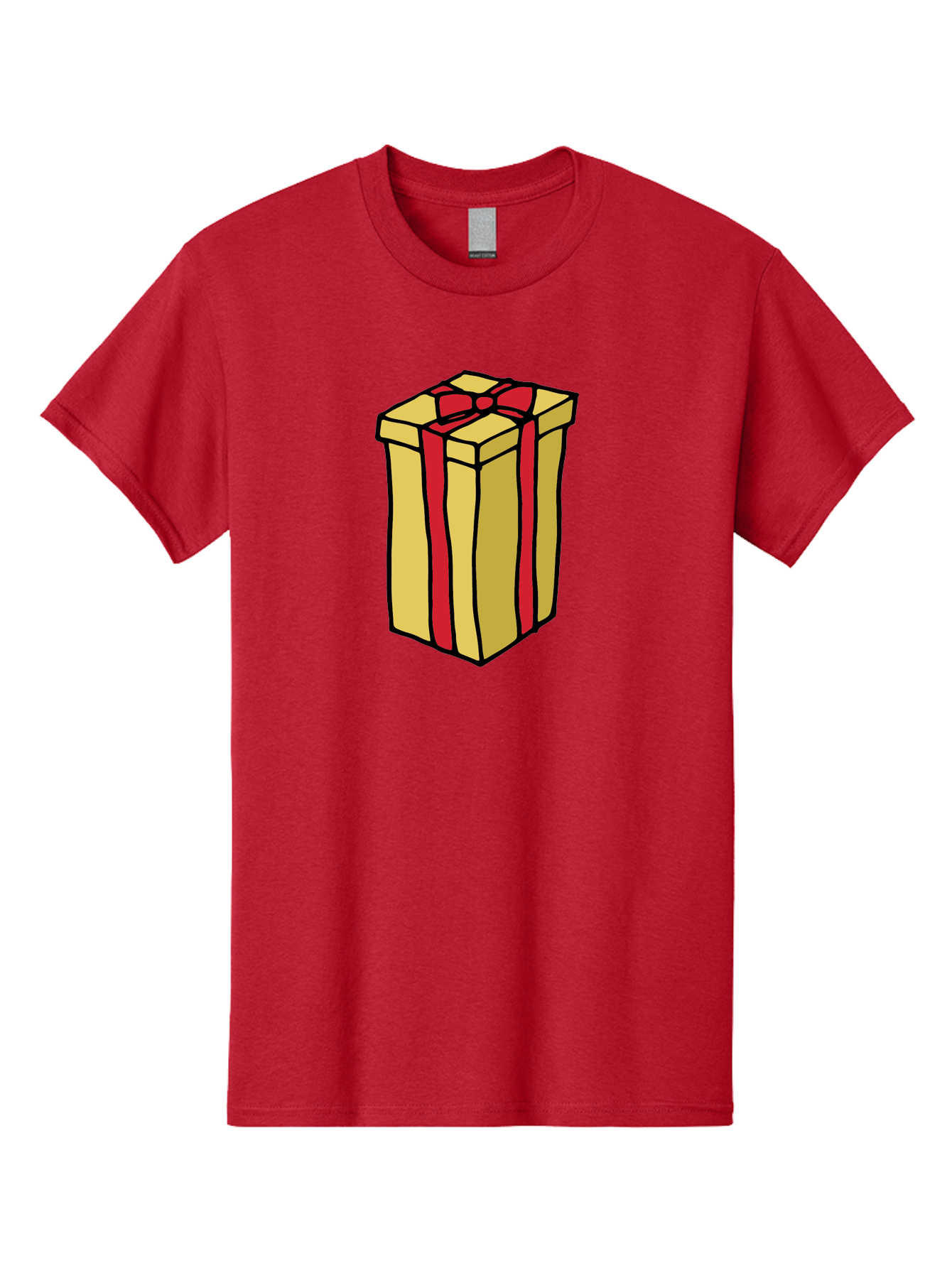 Wrapped-Gift-Box Men'S Graphic Tee, 100% Cotton, Comfortable Casual Summer Wear, Machine Washable, Gift Box, Wrapped Present, Red Ribbon, Gold Wrapping, Present, Gift, Holiday Gift, Birthday Present, Celebration Gift Aab175 27
