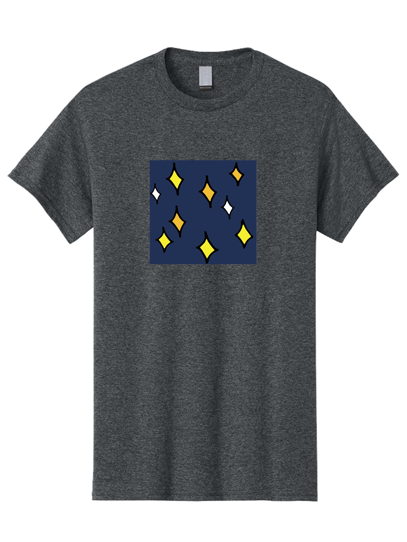 Yellow-Diamonds Men'S Graphic Tee, 100% Cotton, Comfortable Casual Summer Wear, Machine Washable, Diamond Shapes, Yellow And White Diamonds, Dark Blue Background, Abstract Design, Modern Art, Minimalist Style, Geometric Pattern, Aab180 21