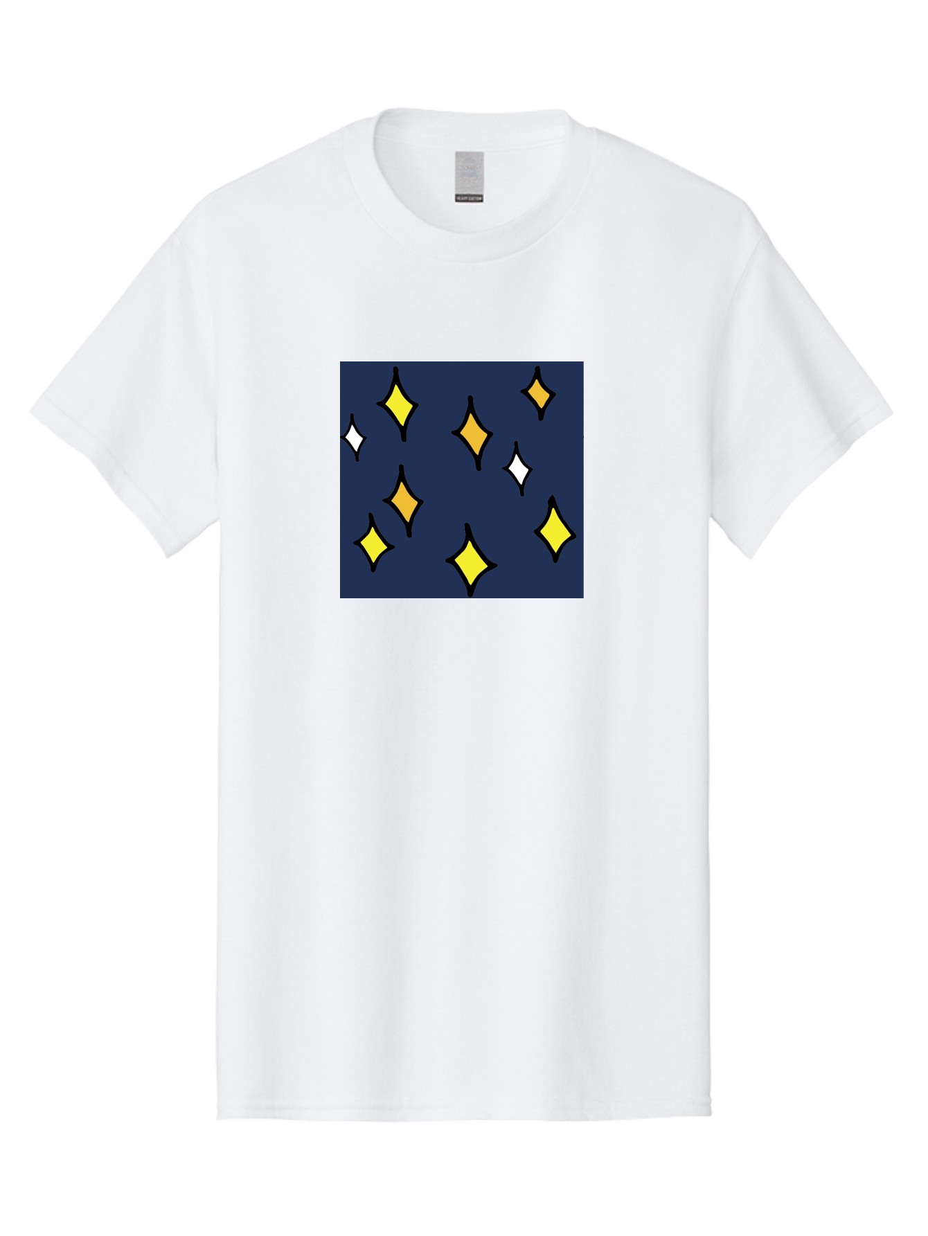 Yellow-Diamonds Men'S Graphic Tee, 100% Cotton, Comfortable Casual Summer Wear, Machine Washable, Diamond Shapes, Yellow And White Diamonds, Dark Blue Background, Abstract Design, Modern Art, Minimalist Style, Geometric Pattern, Aab180 29