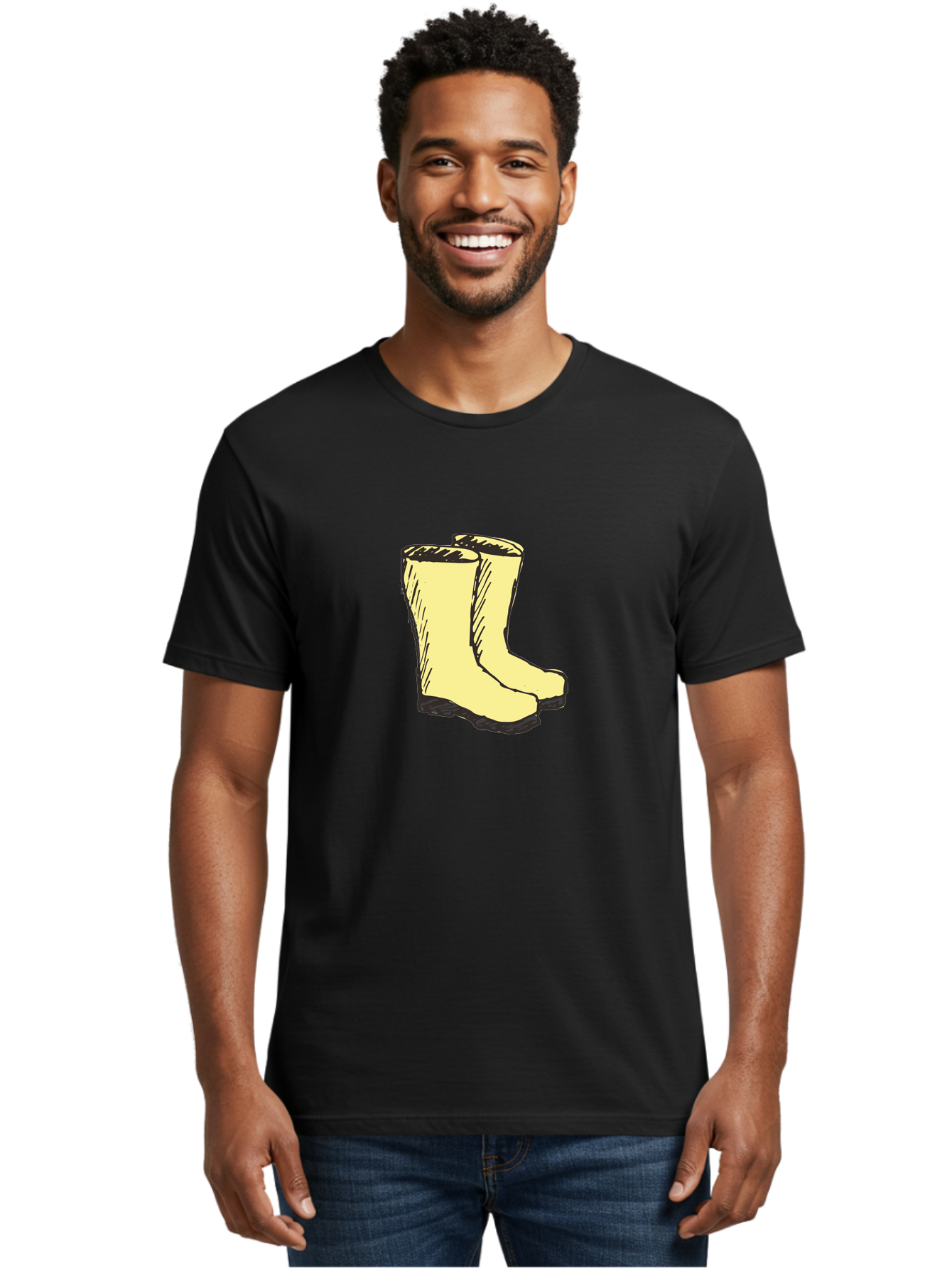 Yellow-Rain-Boots Men'S Graphic Tee, 100% Cotton, Comfortable Casual Summer Wear, Machine Washable, Yellow Rain Boots, Waterproof Footwear, Outdoor Gear, Rubber Boots, Hiking Boots, Fashion Boots, Rugged Style, Casual Wear, Outdoor Activities Aab183 24