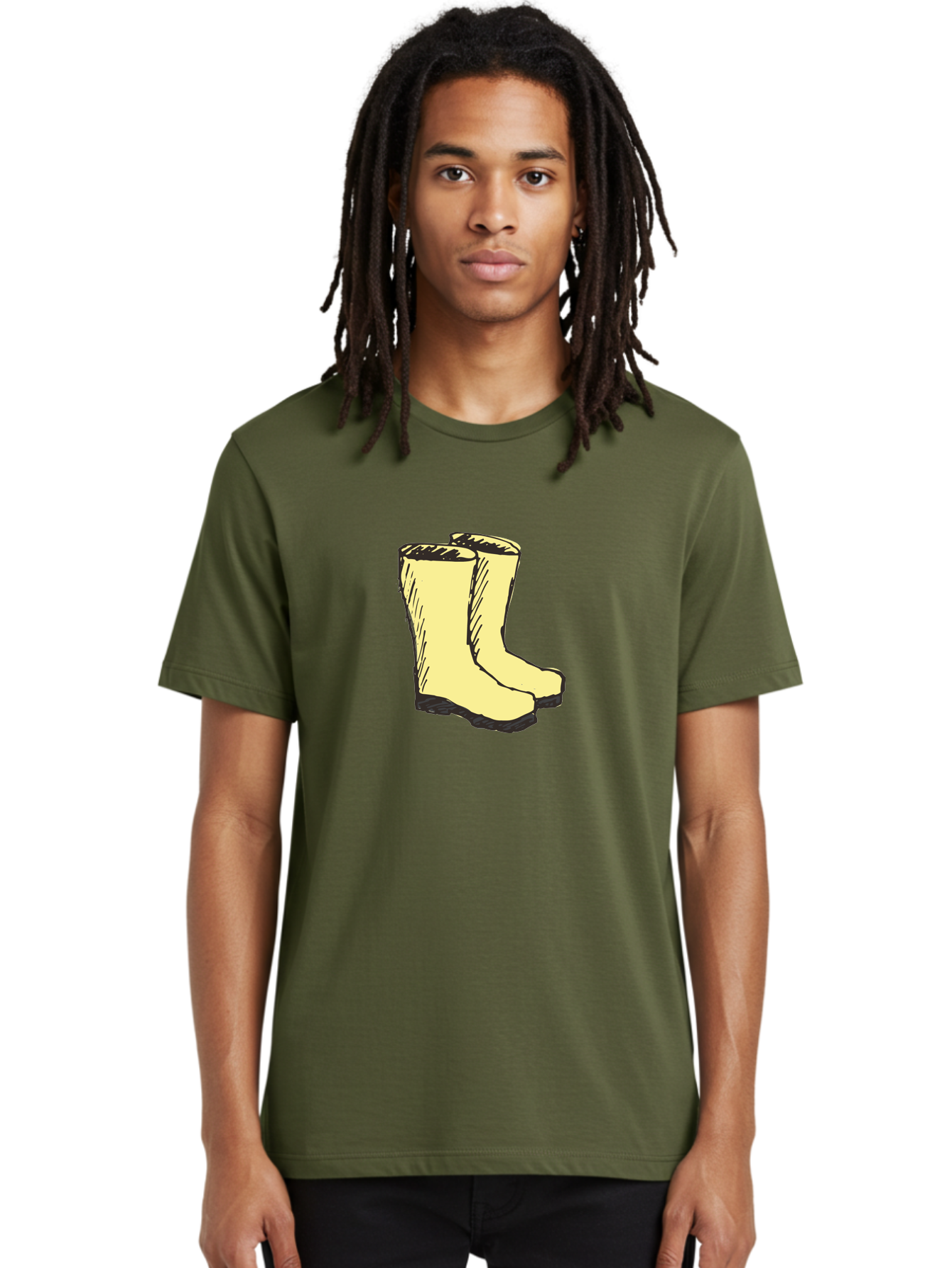 Yellow-Rain-Boots Men'S Graphic Tee, 100% Cotton, Comfortable Casual Summer Wear, Machine Washable, Yellow Rain Boots, Waterproof Footwear, Outdoor Gear, Rubber Boots, Hiking Boots, Fashion Boots, Rugged Style, Casual Wear, Outdoor Activities Aab183 2